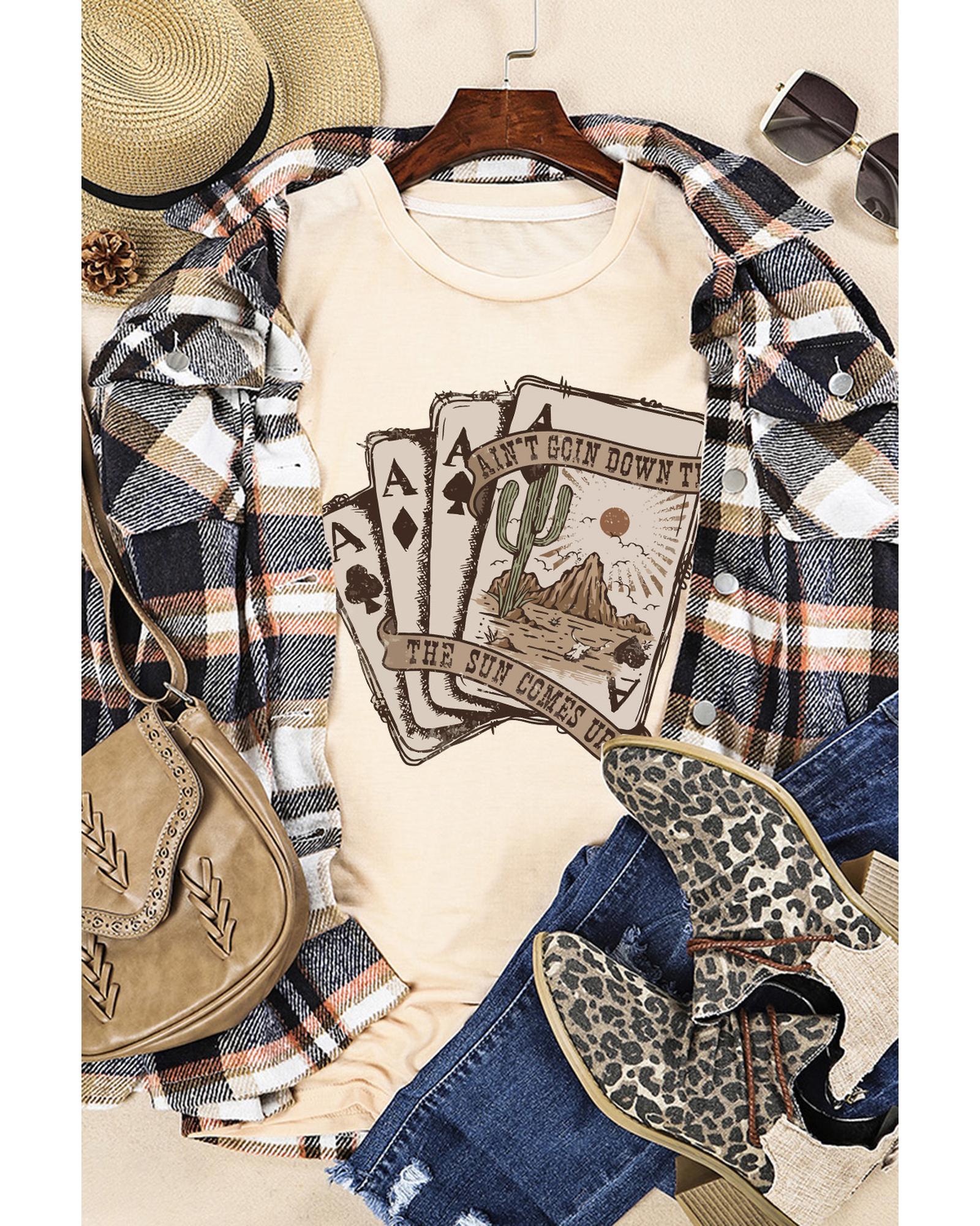 V539-AZEXDC25218874-16-M-202508261520-00 Azura Exchange Western Poker Cards Graphic Print T-Shirt - M - Image 1