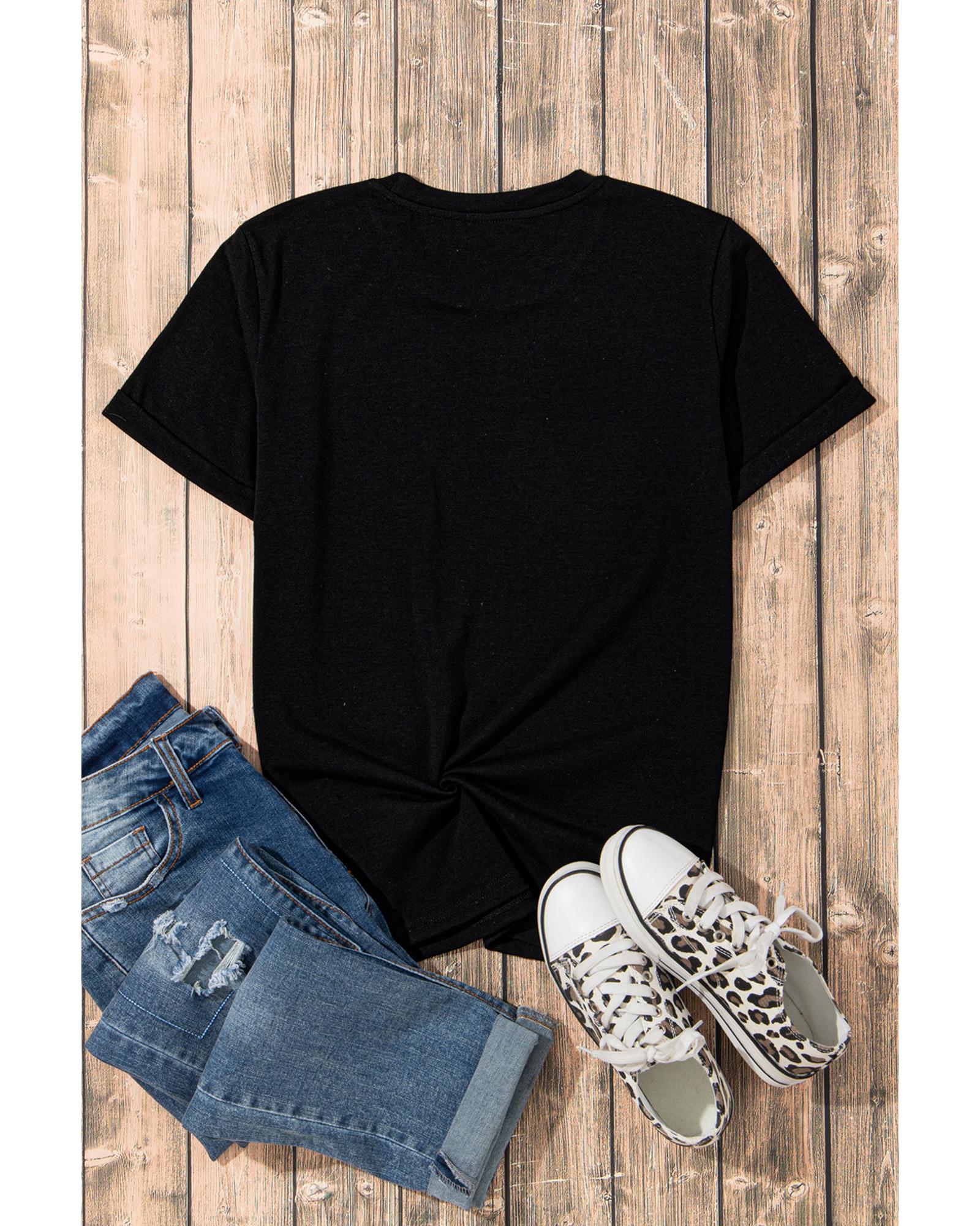 V539-AZEXDC25225921-2-2XL-202508271615-00 Black Sparkle Rhinestone Smile Face Graphic T Shirt - 2XL - Image 1