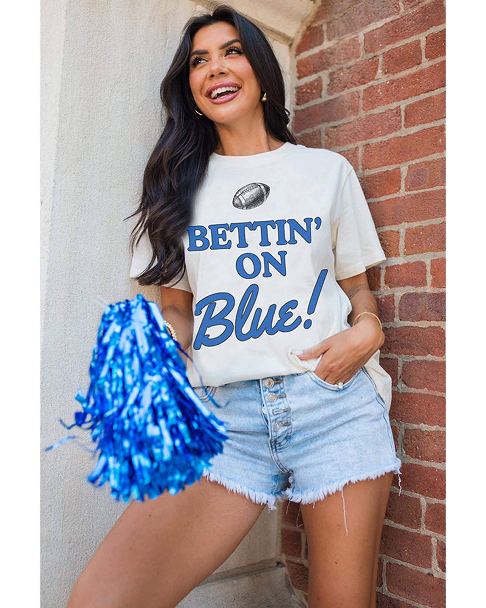 V539-AZEXDC25226699-1-2XL-202508271300-00 White Rugby Football BETTIN ON Blue Graphic Crewneck T Shirt - 2XL - Image 1