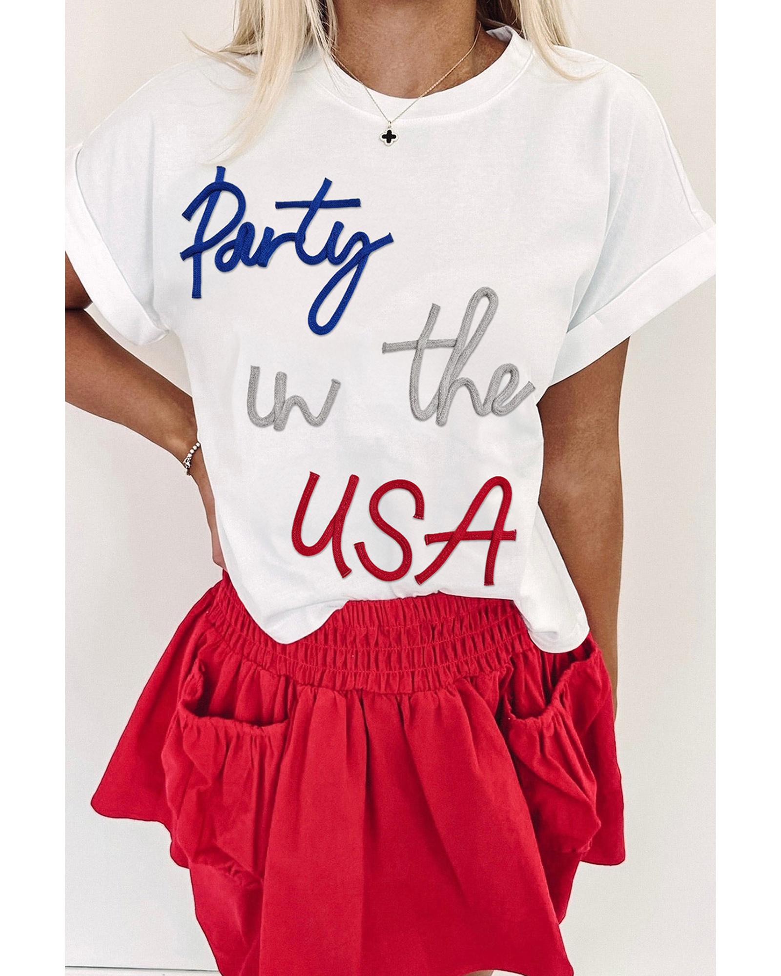 V539-AZEXDC25227675-P1-M-202508281030-00 White Party in the USA Graphic T Shirt - M - Image 1