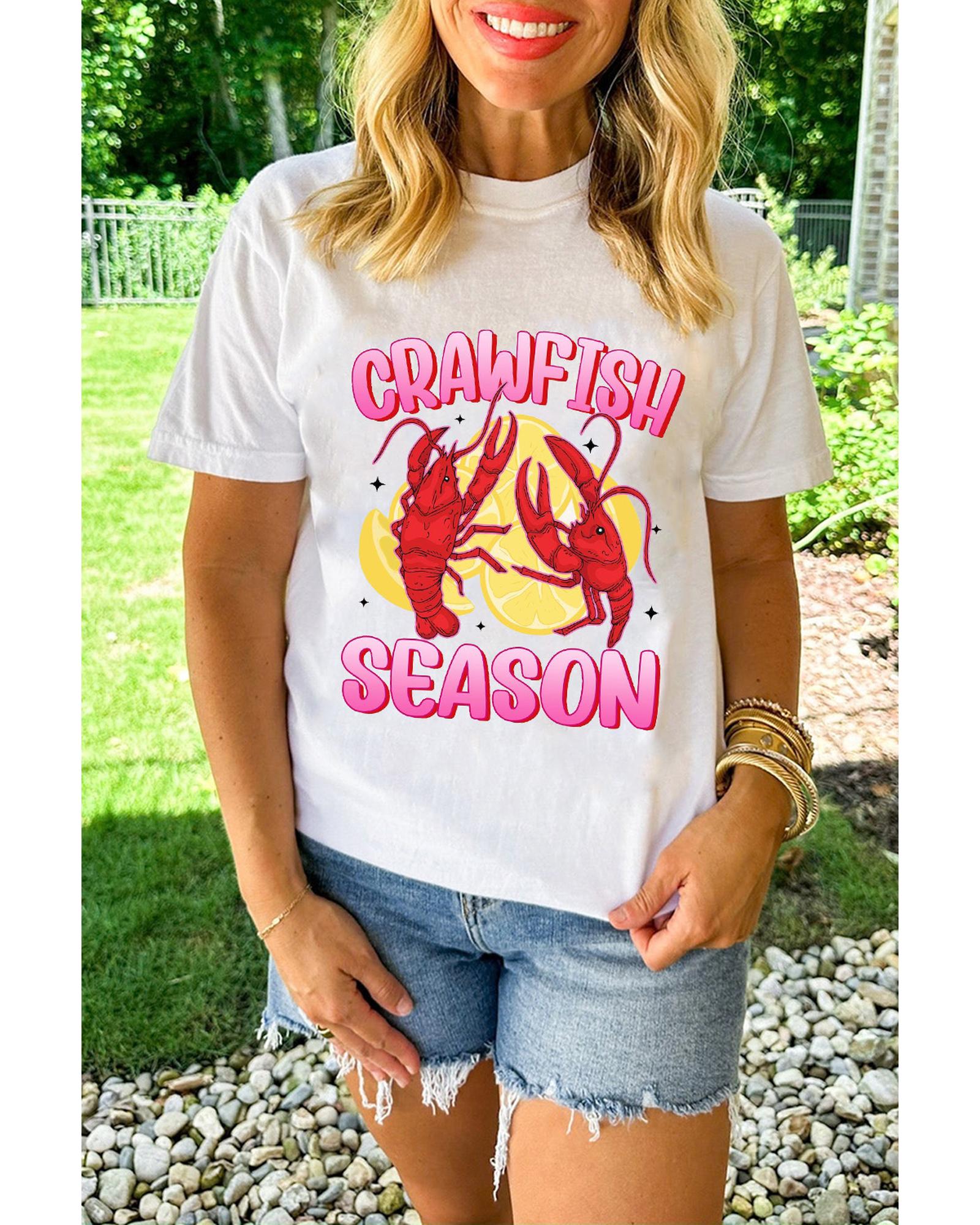 V539-AZEXDC25228952-1-XL-202508300355-00 White CRAWFISH SEASON Lemon Spice Graphic Tee - XL - Image 1