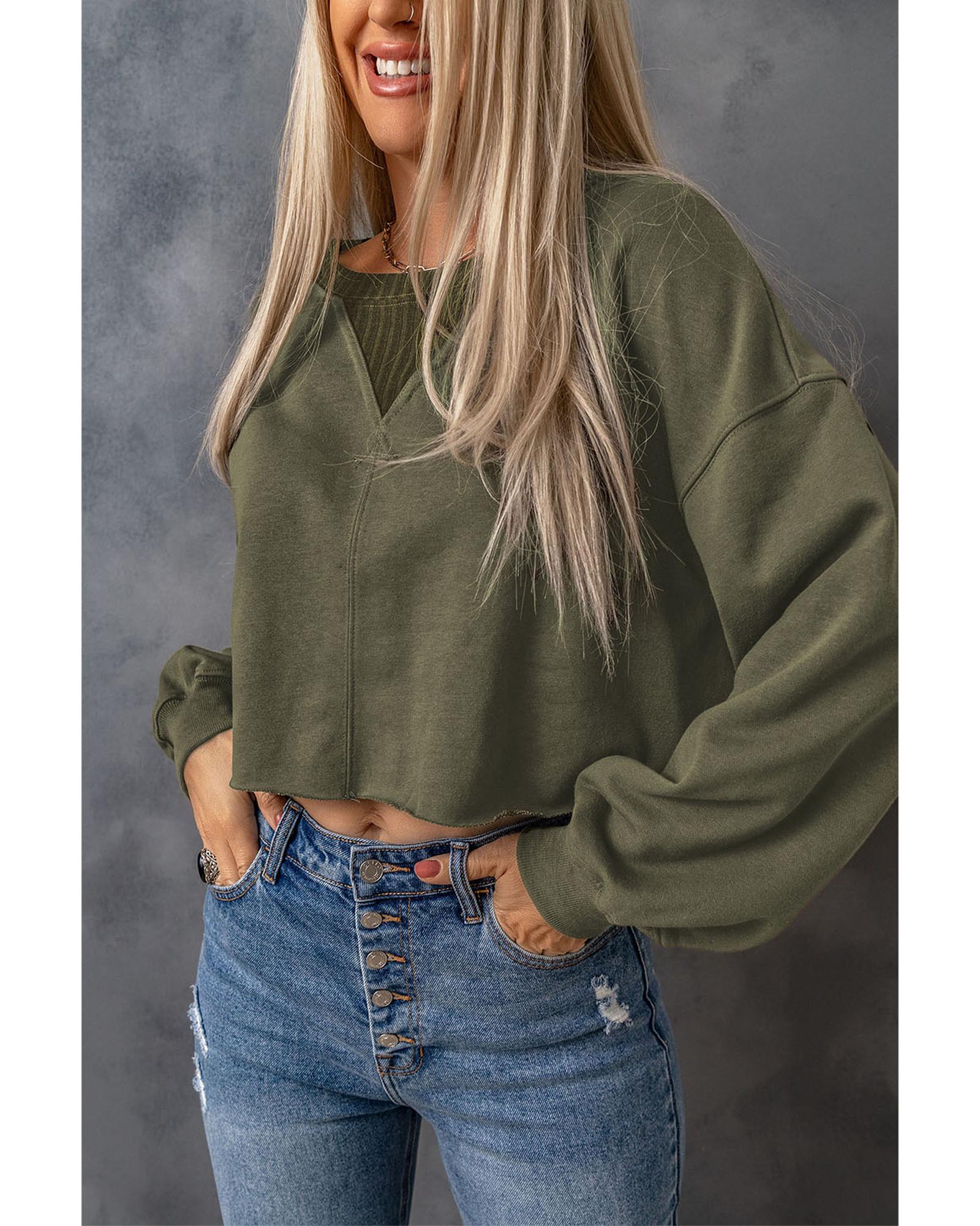 V539-AZEXDC25312436-9-L-202508270120-00 Azura Exchange Cropped Drop Shoulder Sweatshirt - L - Image 1