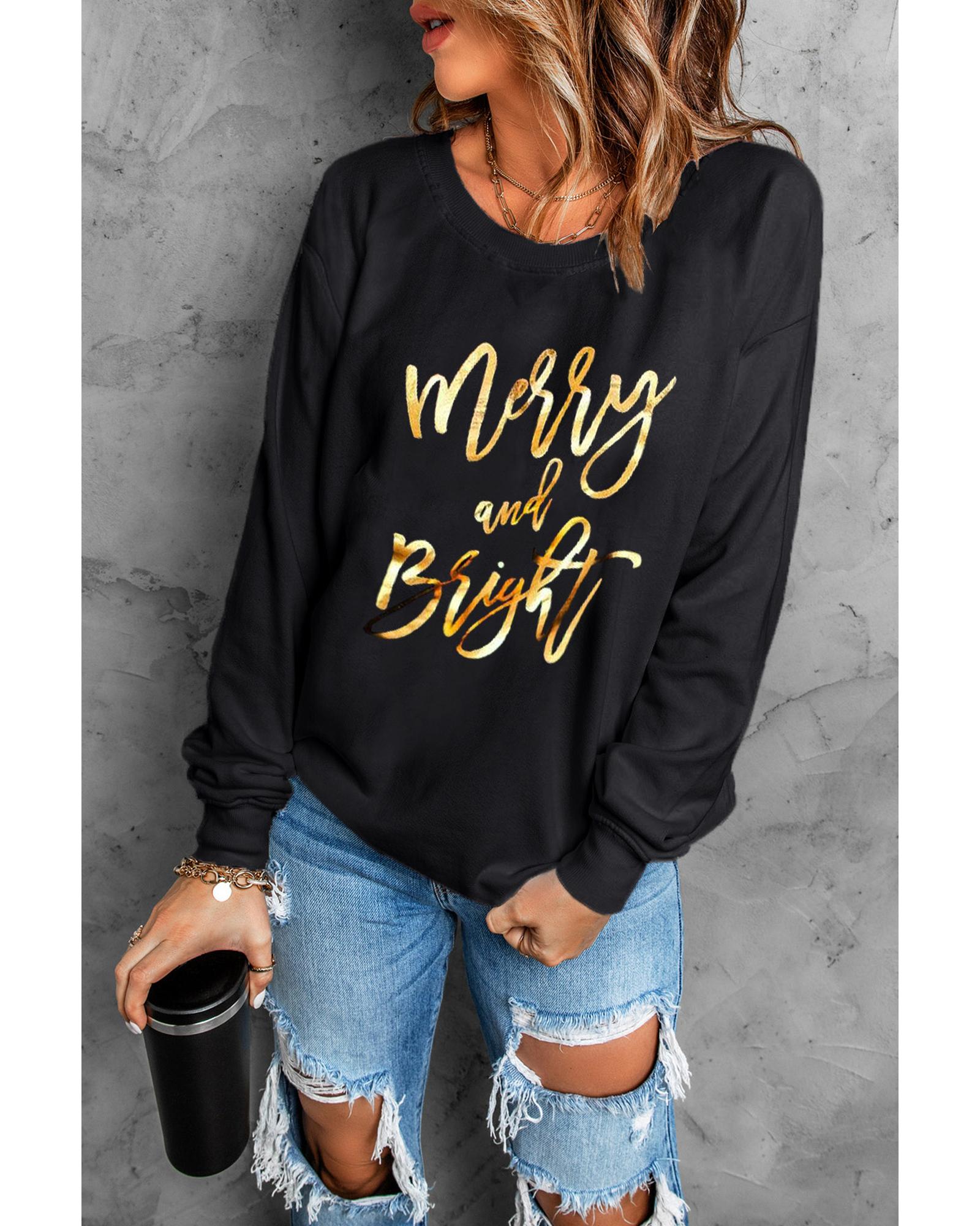 V539-AZEXDC25313616-2-M-202508252200-00 Azura Exchange Merry & Bright Print Sweatshirt - M - Image 1
