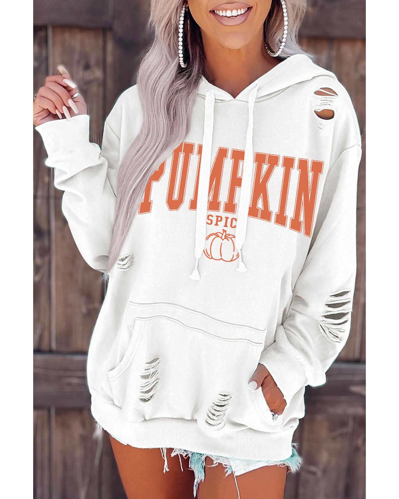 V539-AZEXDC25315280-1-L-202509010230-00 Azura Exchange Pumpkin Spice Distressed Hoodie - L - Image 1