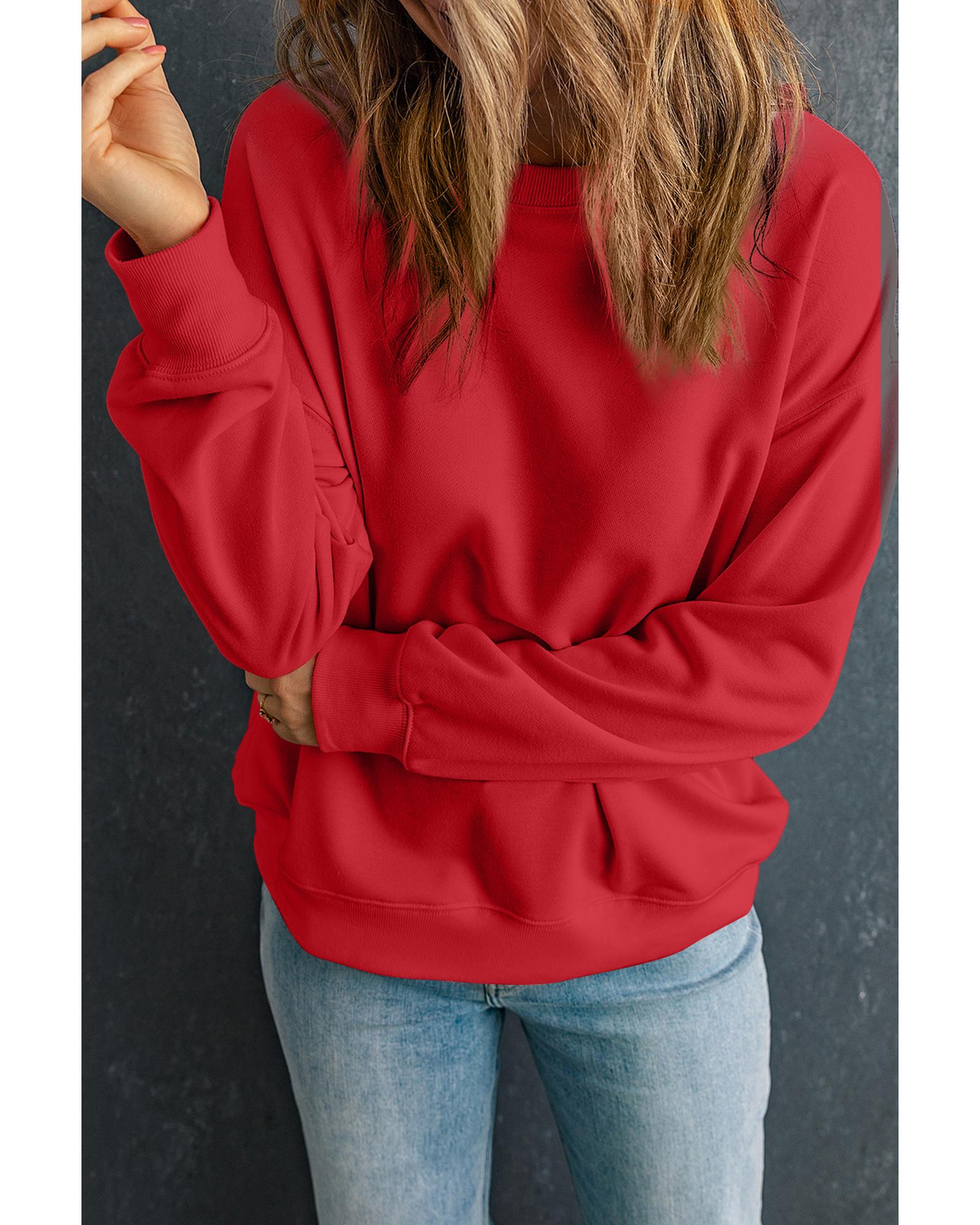 V539-AZEXDC25317184-3-L-202508291950-00 Red Solid Classic Crewneck Pullover Sweatshirt - L - Image 1