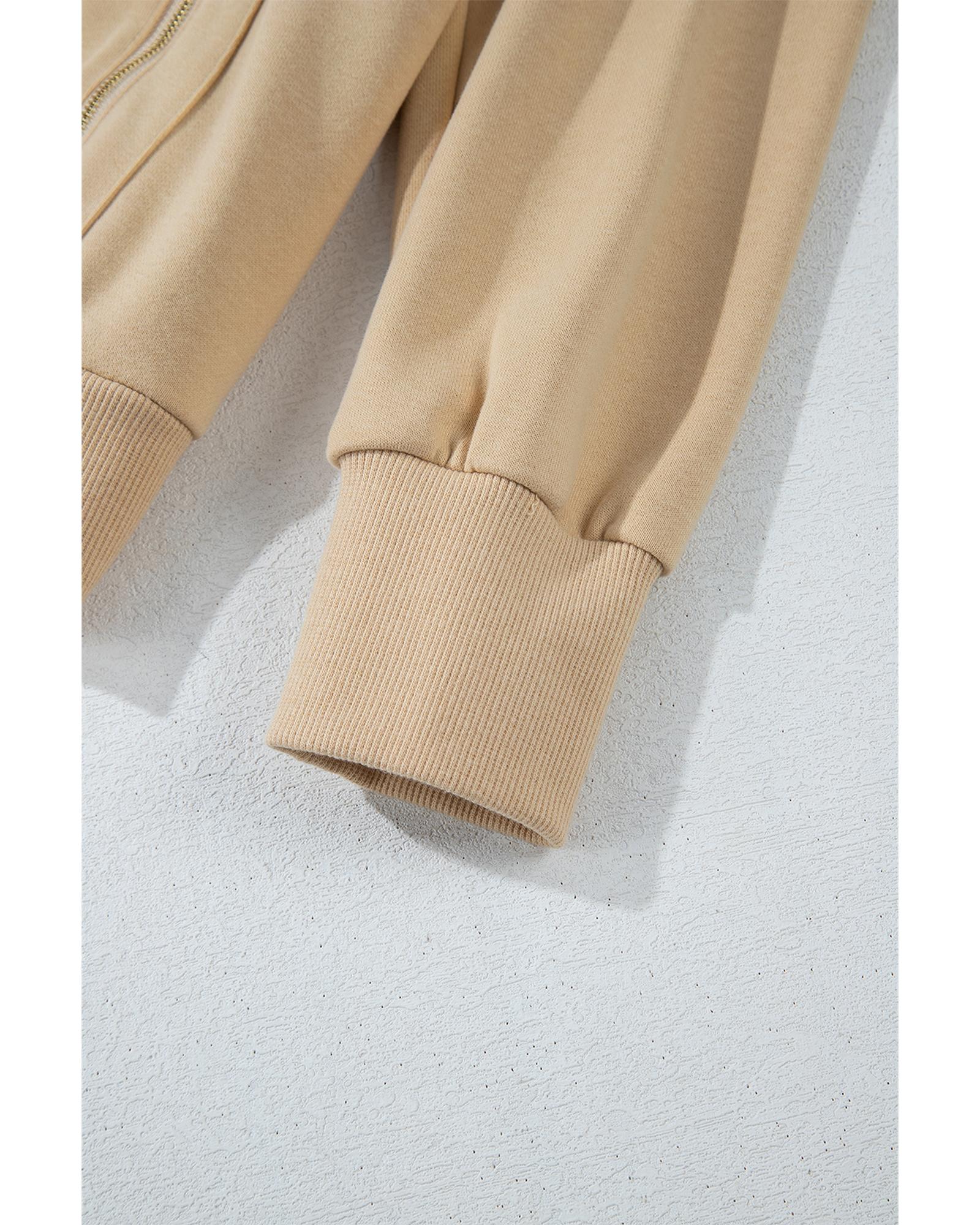 V539-AZEXDC25317733-P6016-M-202508281540-00 Parchment Zipped Pocket Cozy Drawstring Hoodie - M - Image 1