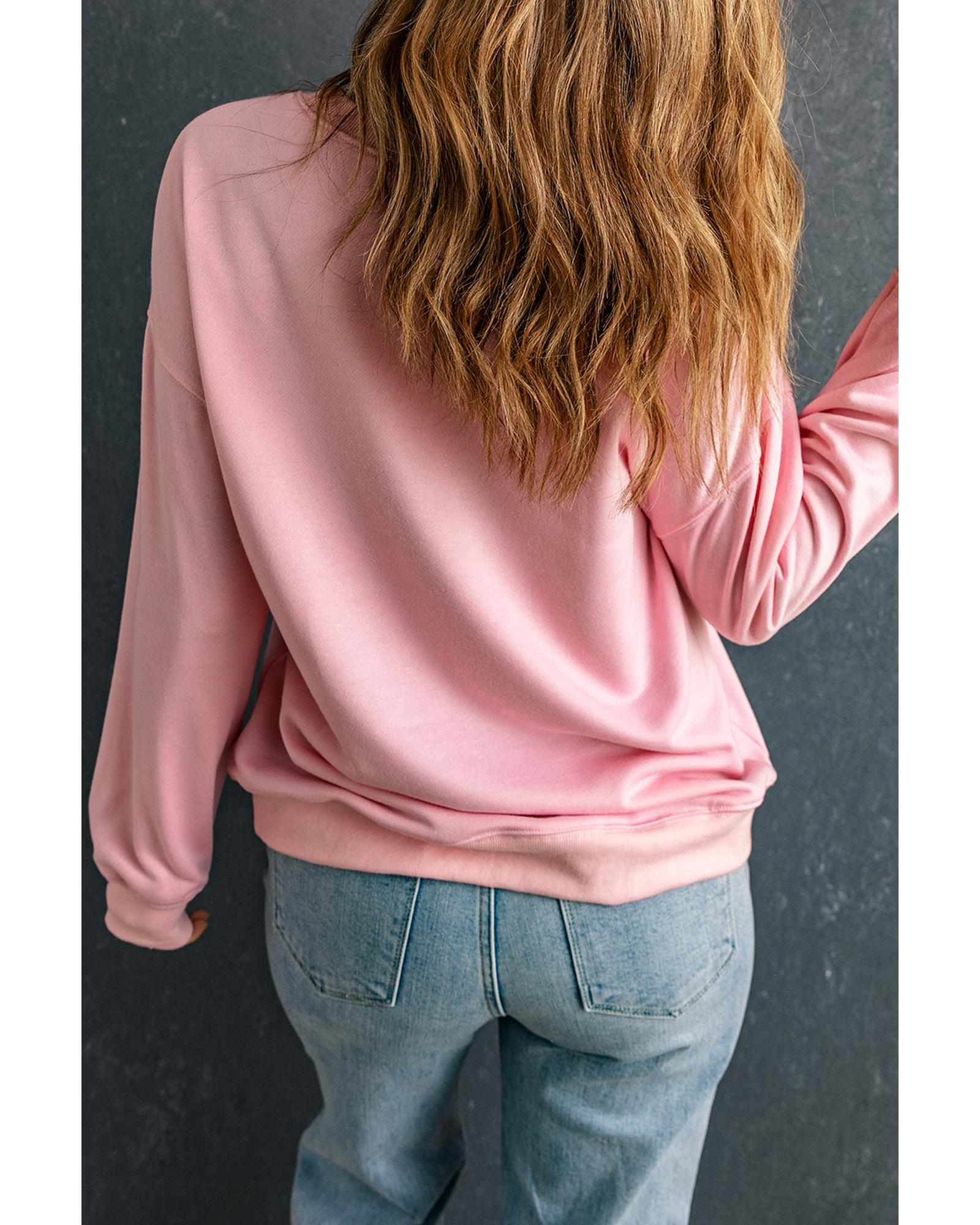 V539-AZEXDC25318336-10-XL-202508300030-00 Pink PUMPKIN SEASON Crew Neck Drop Shoulder Sweatshirt - XL - Image 1