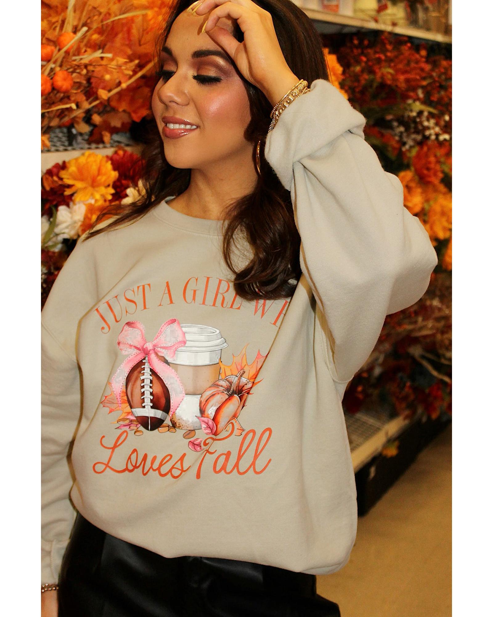 V539-AZEXDC25318739-P6016-L-202508292110-00 Parchment Just a Girl Who Loves Fall Printed Sweatshirt - L - Image 1