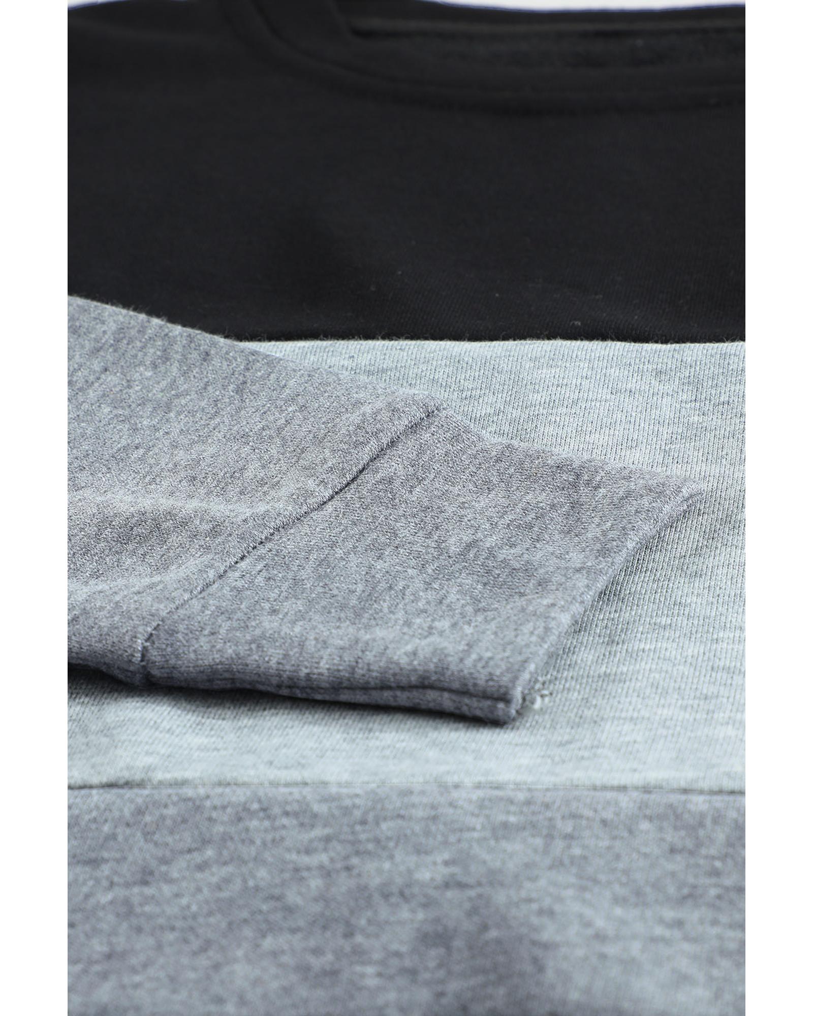 V539-AZEXDC2532980-2-2XL-202508261130-00 Azura Exchange Black Contrast Stitching Sweatshirt with Slits - 2XL - Image 1