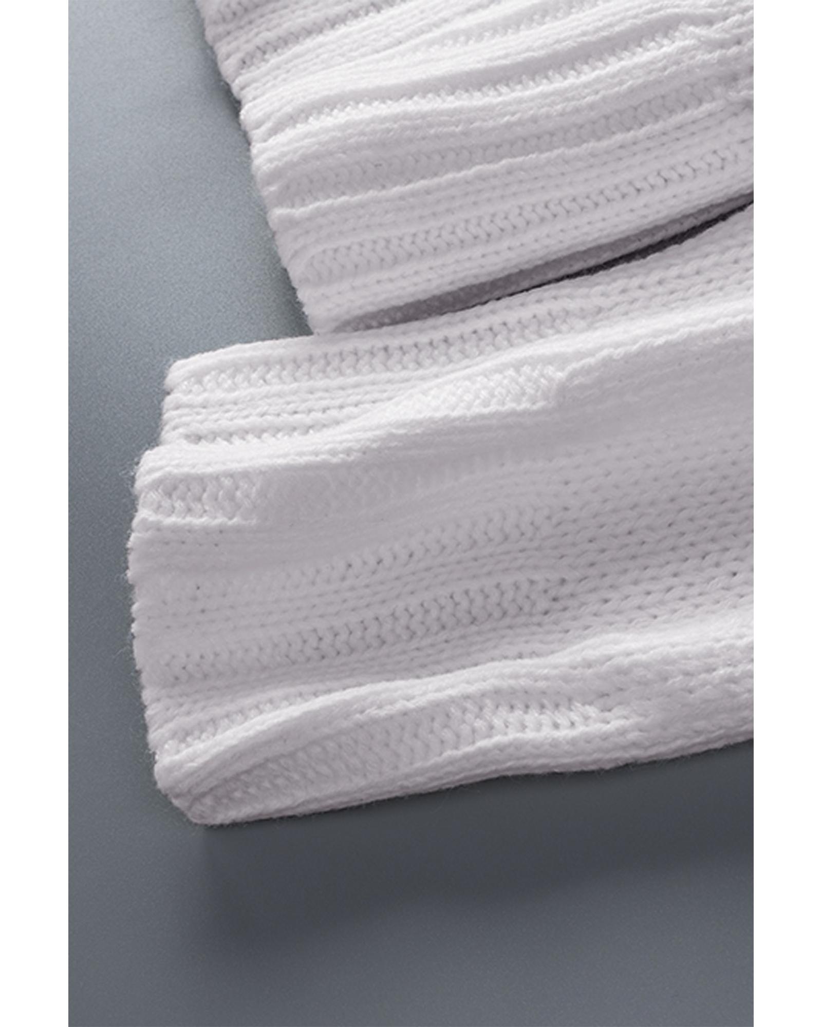 V539-AZEXDC2721139-1-M-202508300350-00 White V neck Drop Shoulder Knitted Sweater - M - Image 1