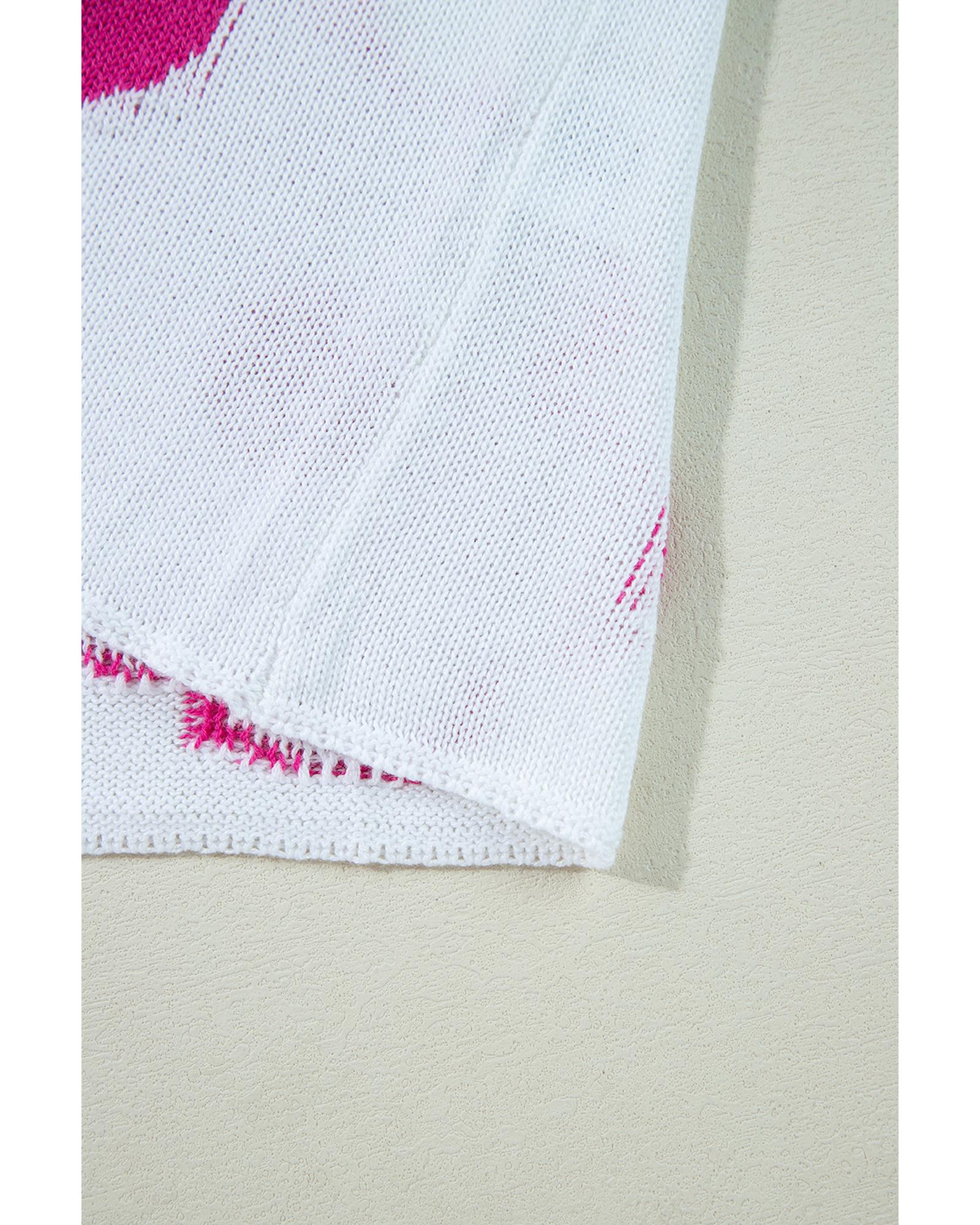 V539-AZEXDC2725158-P1-L-202508291255-00 White Floral Print Buttoned Loose Lightweight Sweater - L - Image 1