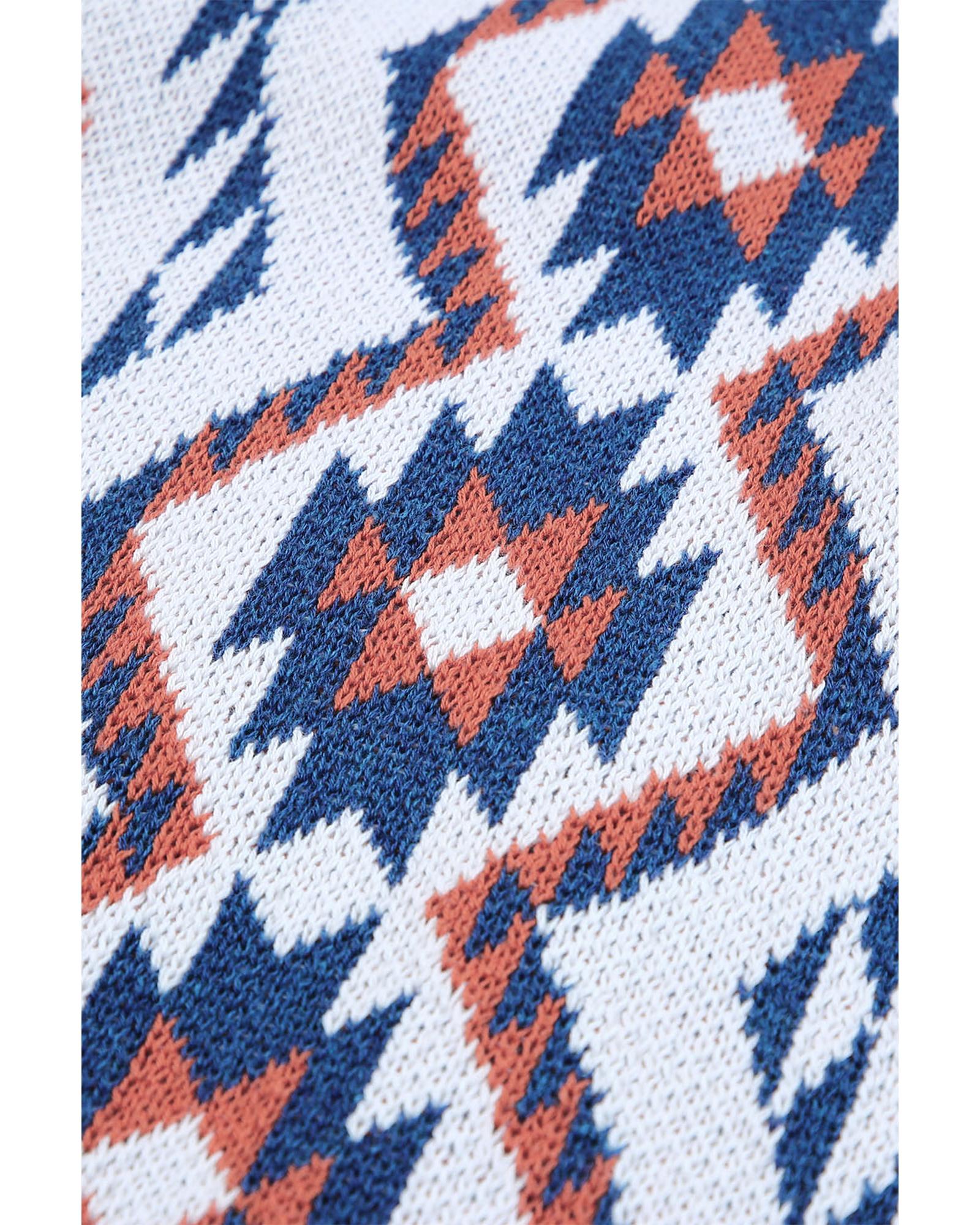 V539-AZEXDC276046-1-L-202508281020-00 White Aztec Geometric Print Knitted Tank Top - L - Image 1