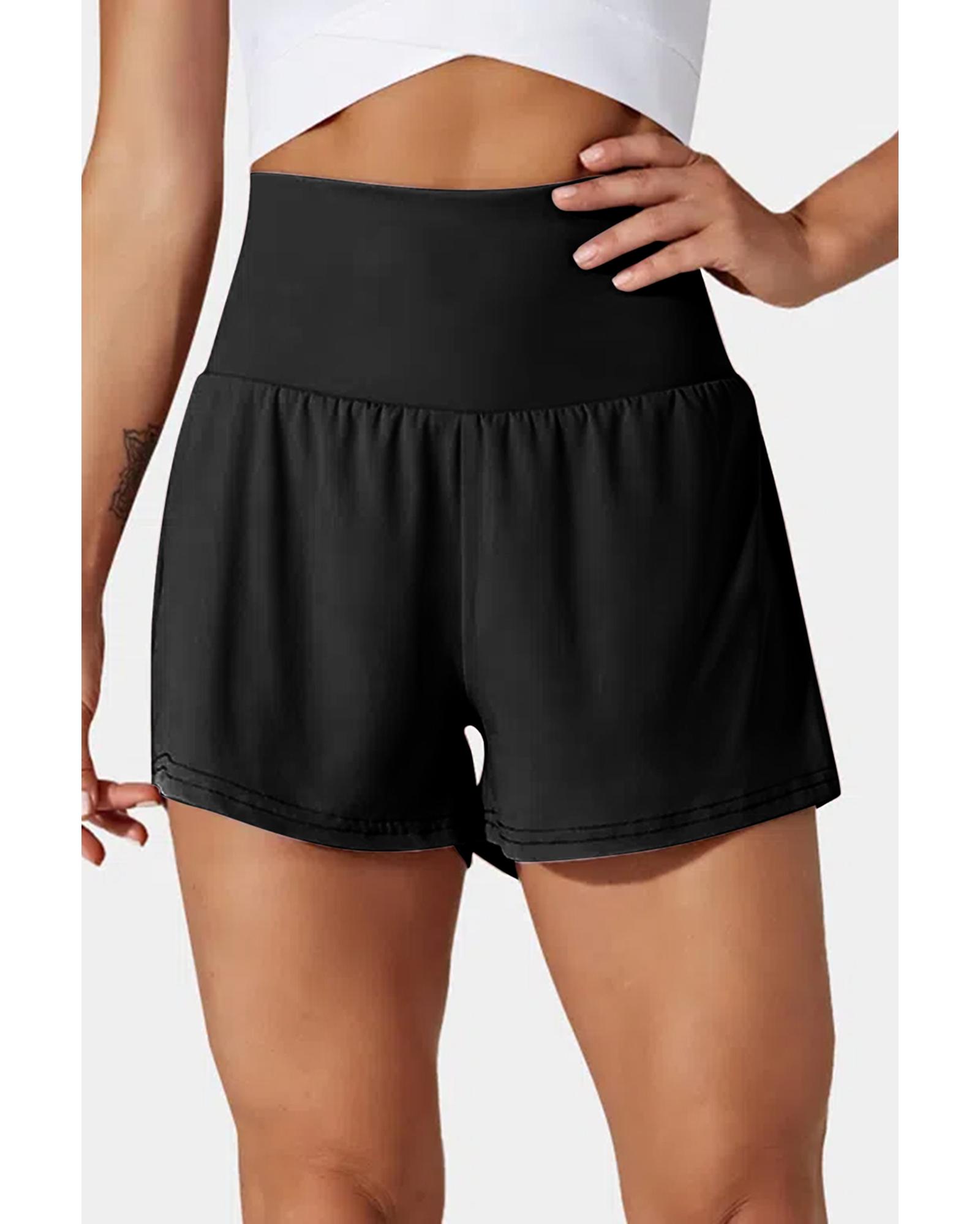 V539-AZEXDC472359-P2-M-202508280100-00 Black Pocketed Wide Waistband Swim Shorts - M - Image 1