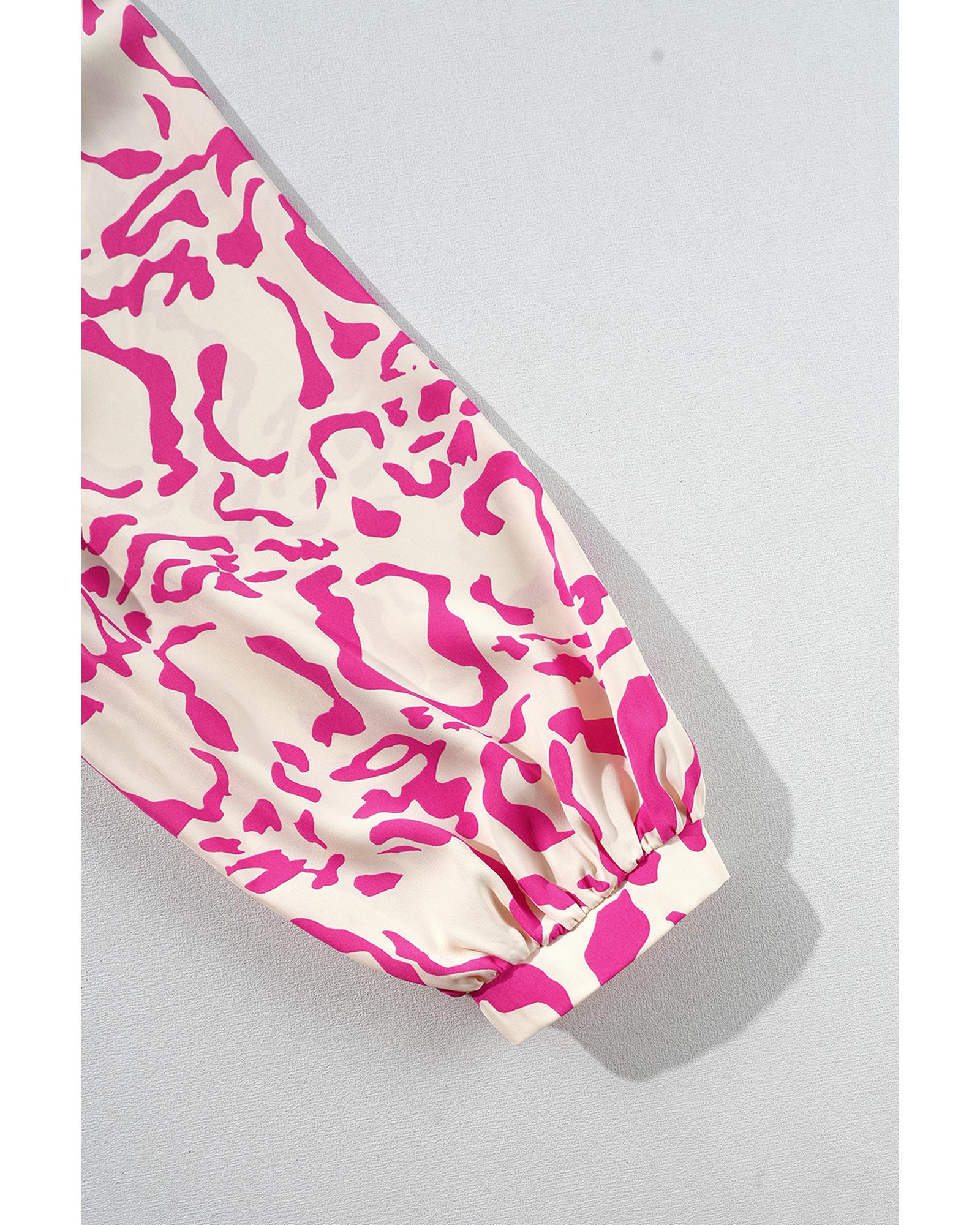 V539-AZEXDC6122283-P1020-M-202508310310-00 Pink Leopard Print Loose Fit Babydoll Mini Dress - M - Image 1