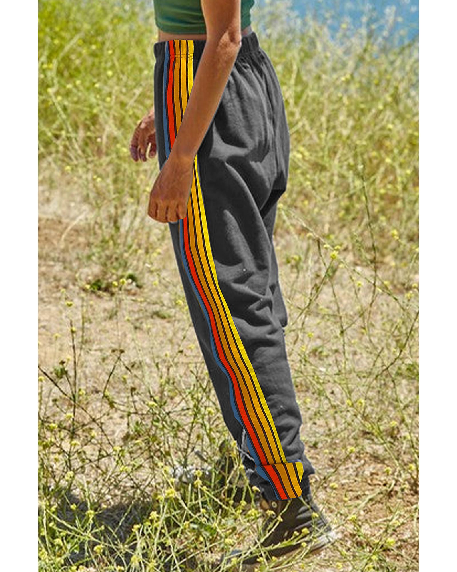 V539-AZEXDC7713367-P2011-S-202508300720-00 Dark Grey Counting Rainbows High Waist Sweatpants - S - Image 1