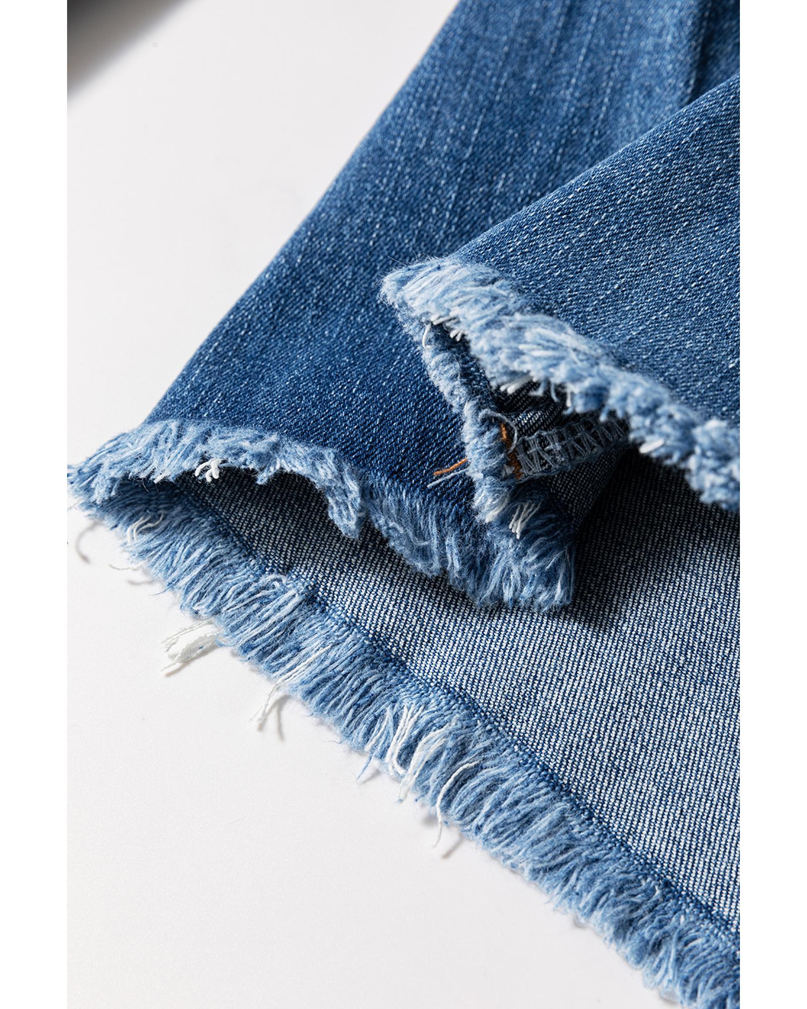 V539-AZEXDC7875225-P905-12-202506151120-00 Sail Blue High Waist Button Fly Seamed Raw Hem Flare Jeans - 12 US - Image 1