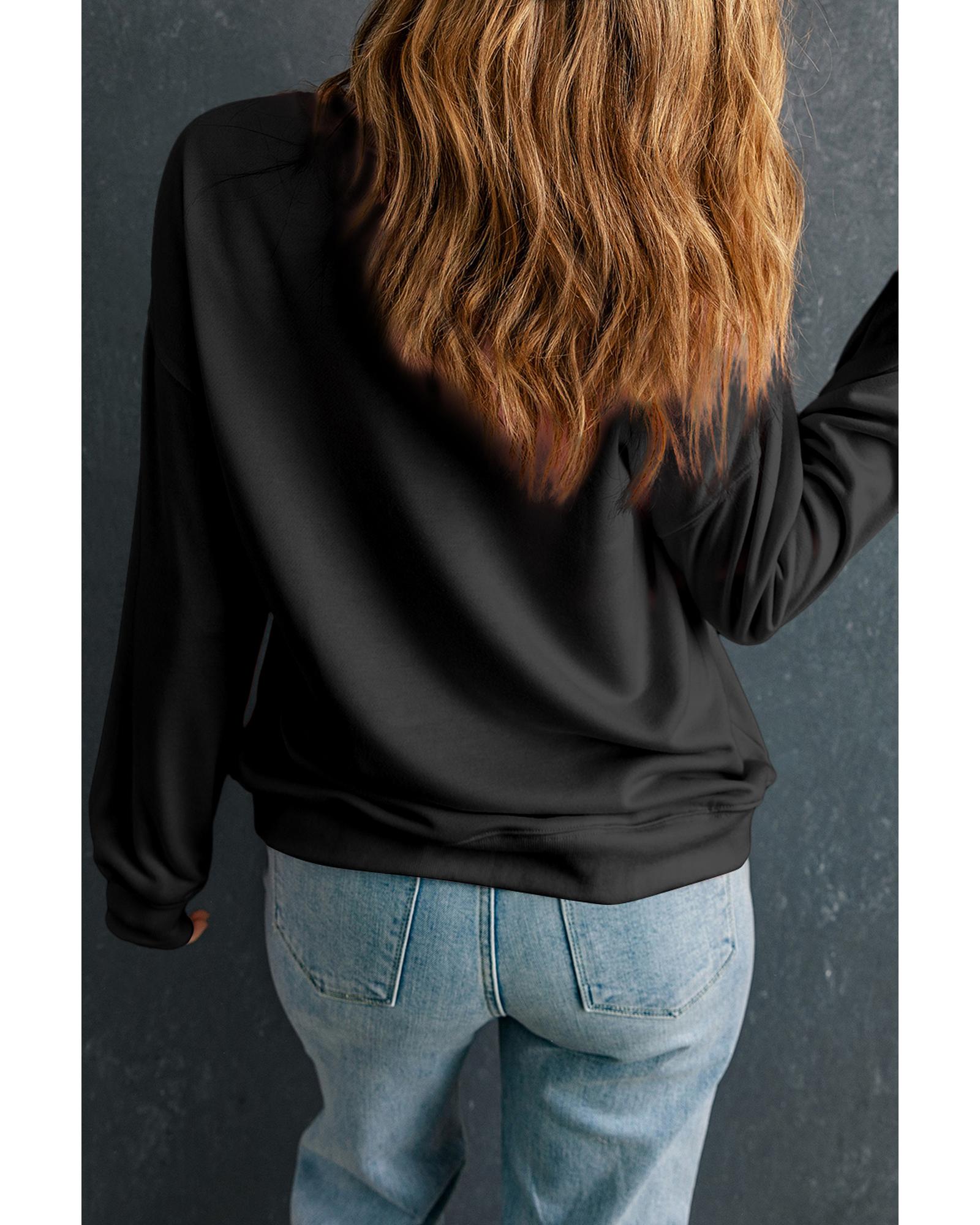 V539-AZEXPL253827-P2-2X-202508302010-00 Black Halloween Polka Dot Pumpkin Ghost Print Plus Sweatshirt - 2X - Image 1