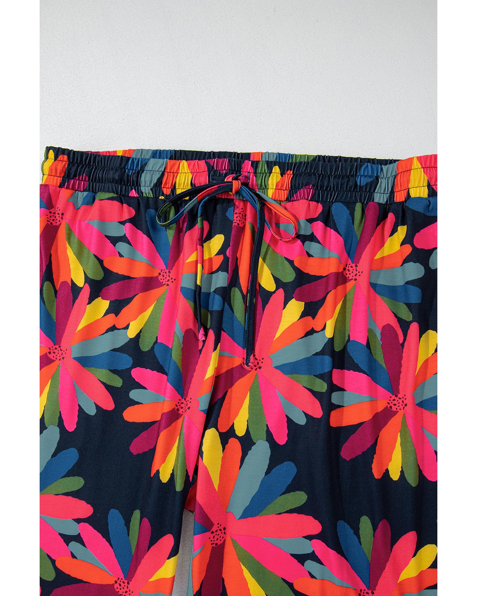 V539-AZEXPL62149-P220-4X-202508301005-00 Black Plus Size Printed Long Sleeve and Pants Lounge Set - 4X - Image 1