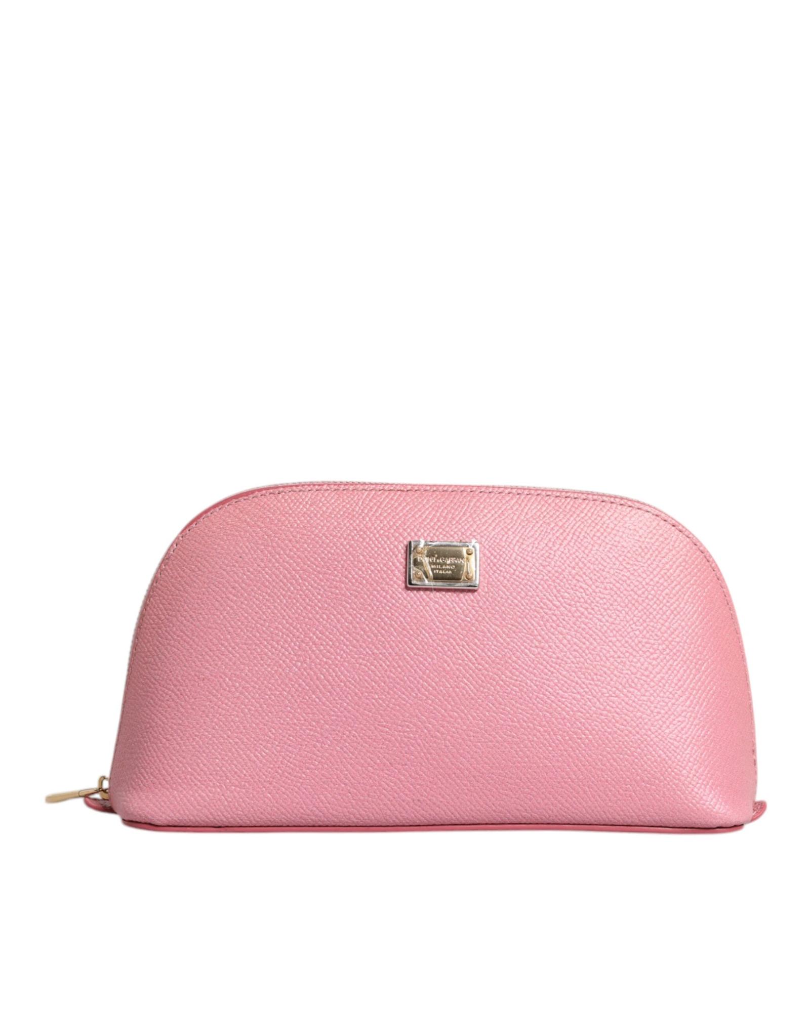 V539-BAG4254-202506160316-00 Dolce & Gabbana Women's Pink Leather DG Logo Zip Around Hand Purse Pouch Wallet - One Size - Image 1