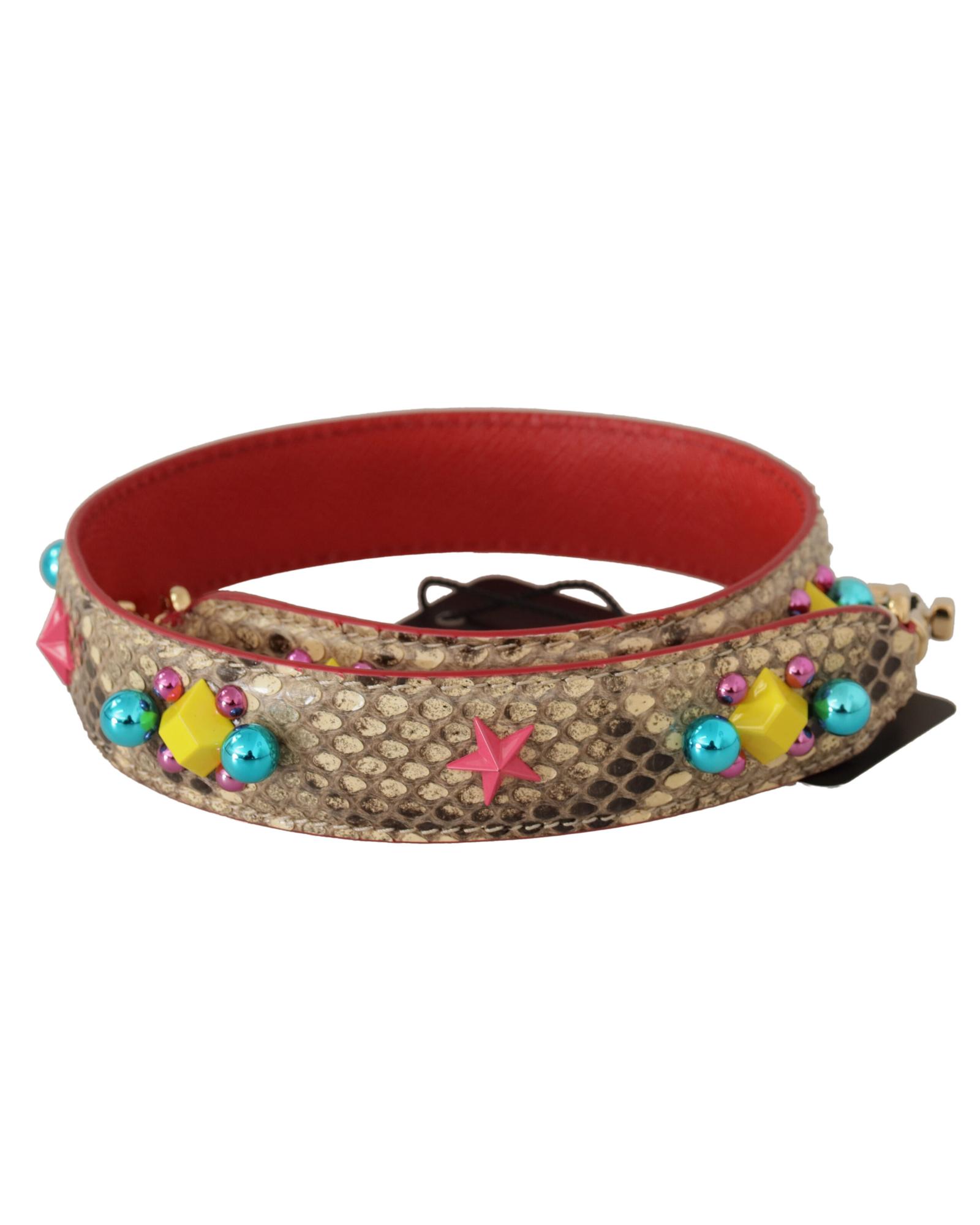 V539-BEL8725-202506160012-00 Dolce & Gabbana Women's Beige Python Leather Crystals Shoulder Strap - One Size - Image 1