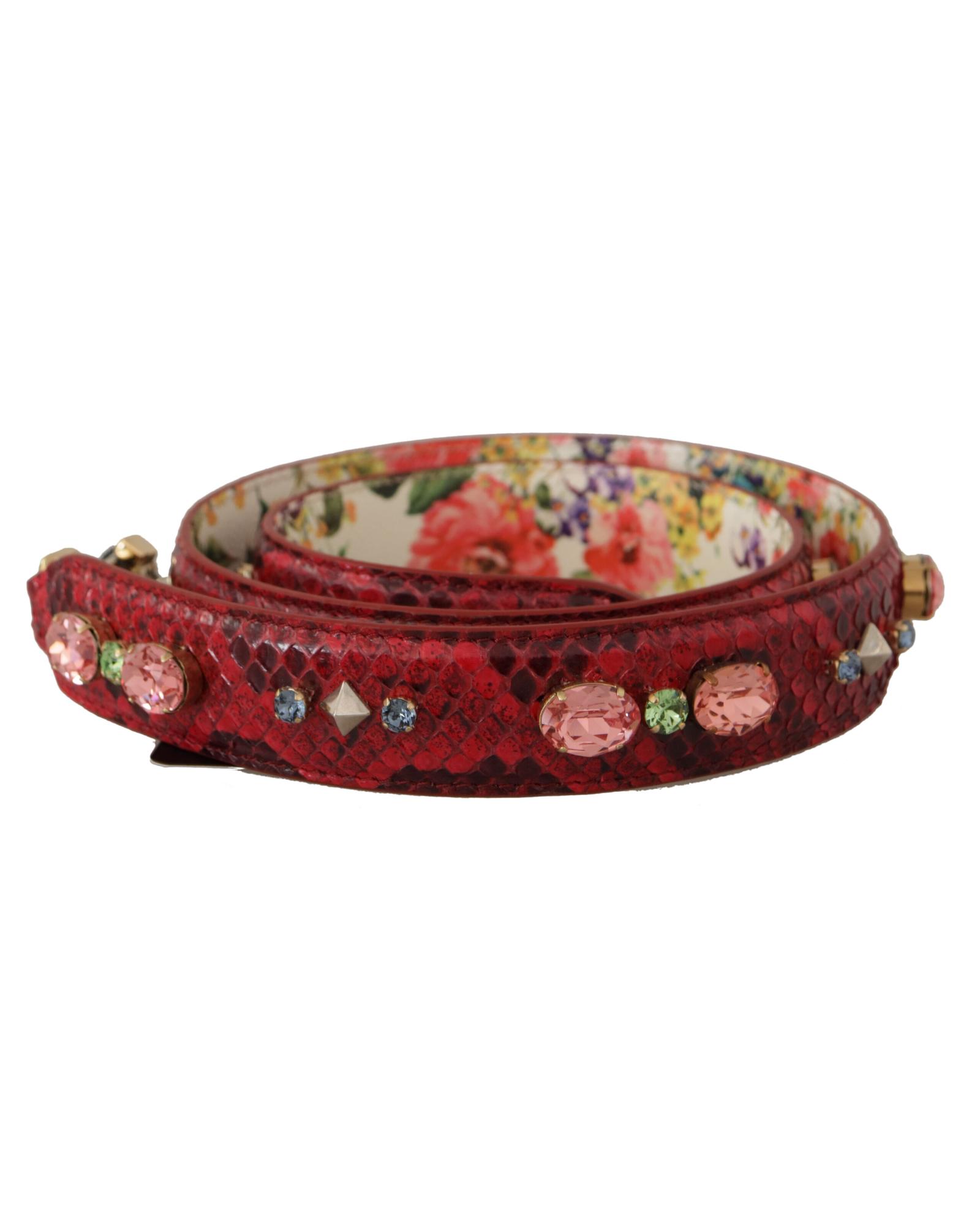 V539-BEL8726-169176-00 Dolce & Gabbana Women's Red Exotic Leather Crystals Reversible Shoulder Strap - One Size - Image 1