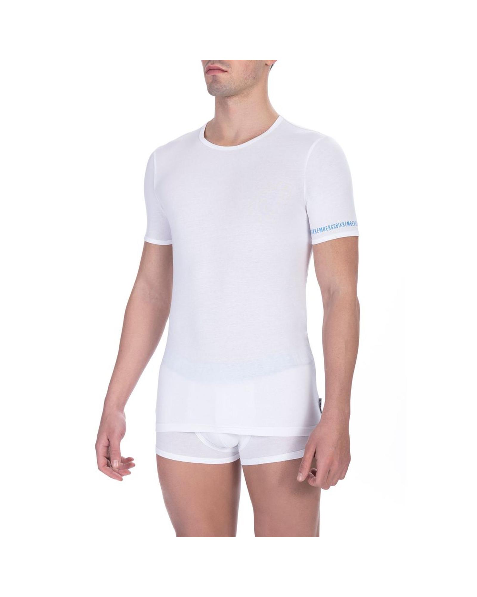 V539-BI-24188-S-202506160026-00 Bikkembergs Men's Elegant Dual-Pack White Crew Neck T-Shirts - S - Image 1