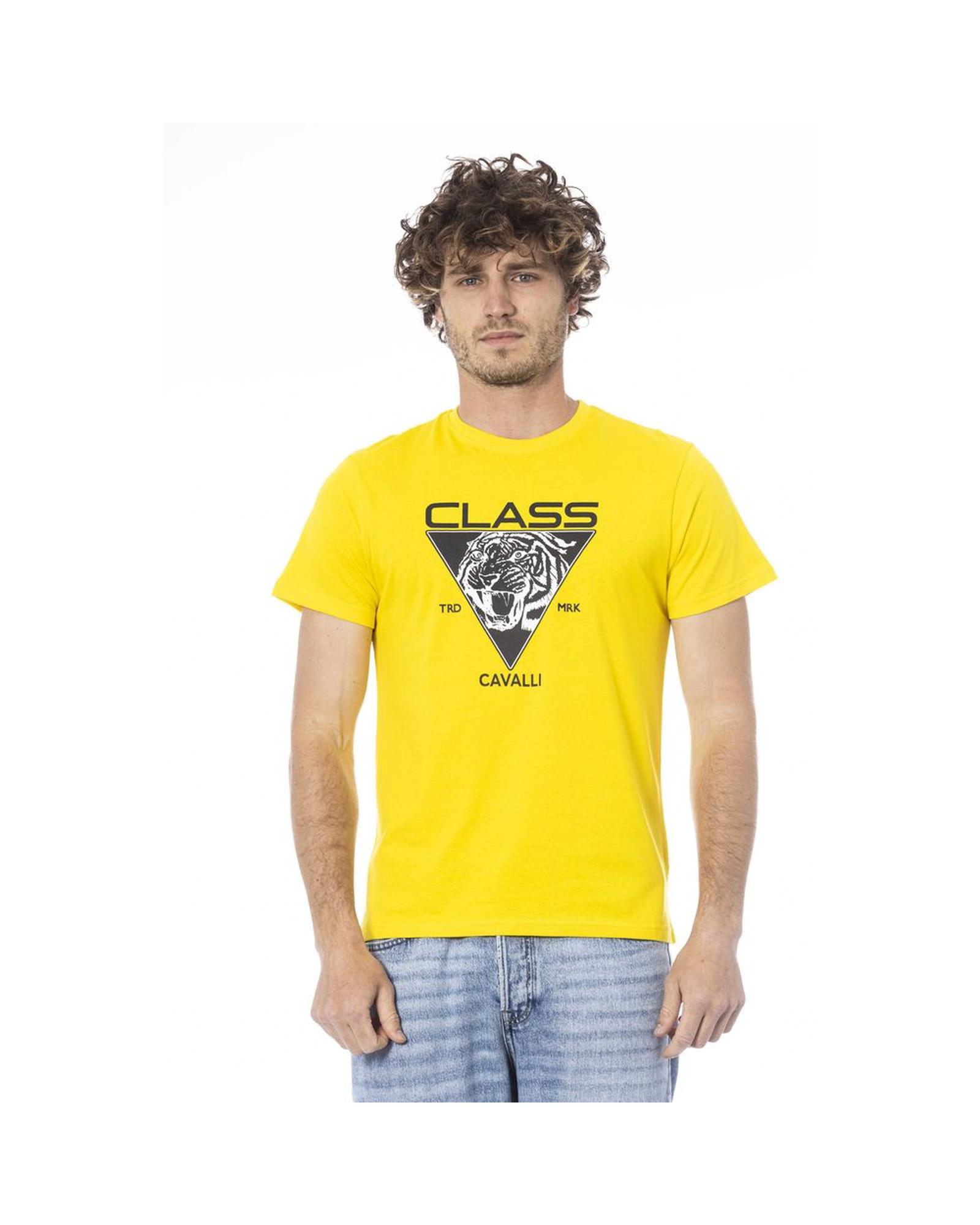 V539-CA-24329-L-202506160416-00 Cavalli Class Men's Yellow Cotton T-Shirt - L - Image 1