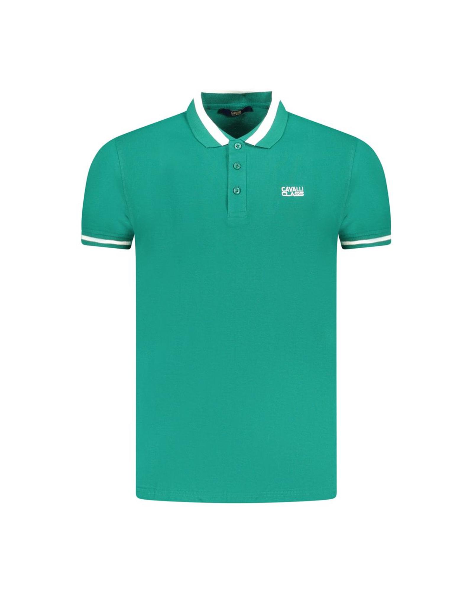 V539-CA-36634-XXL-202506161522-00 Cavalli Class Men's Green Cotton Polo Shirt - 2XL - Image 1