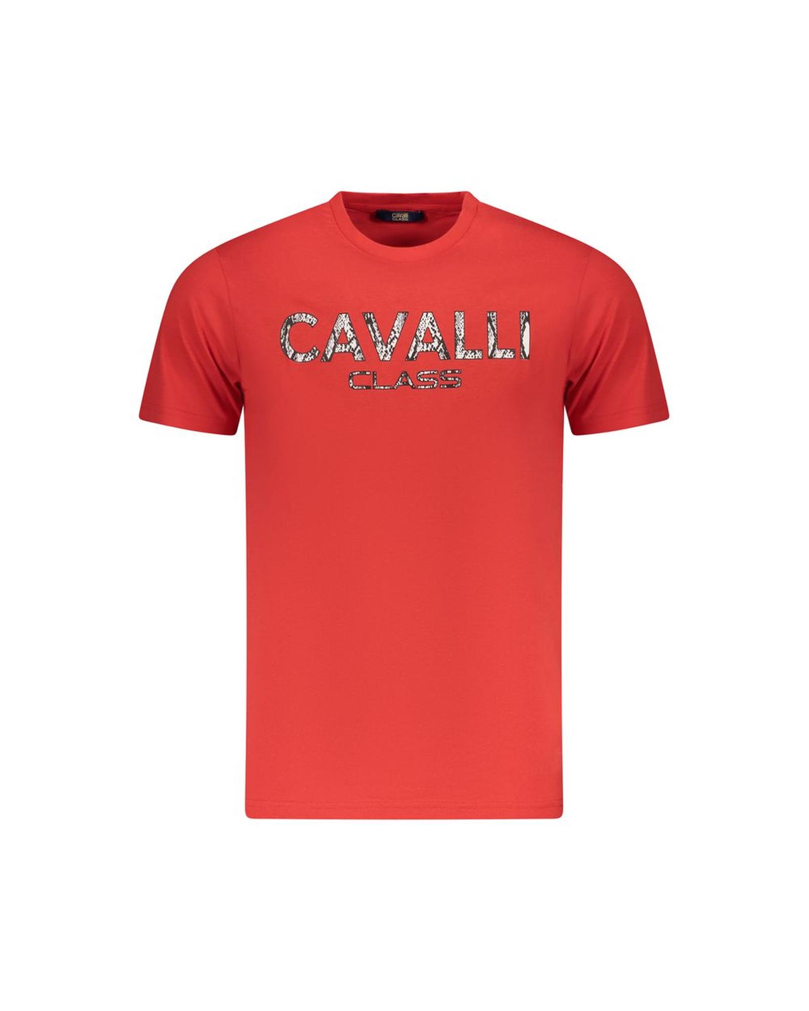 V539-CA-36639-XL-202506161536-00 Cavalli Class Men's Red Cotton T-Shirt - XL - Image 1