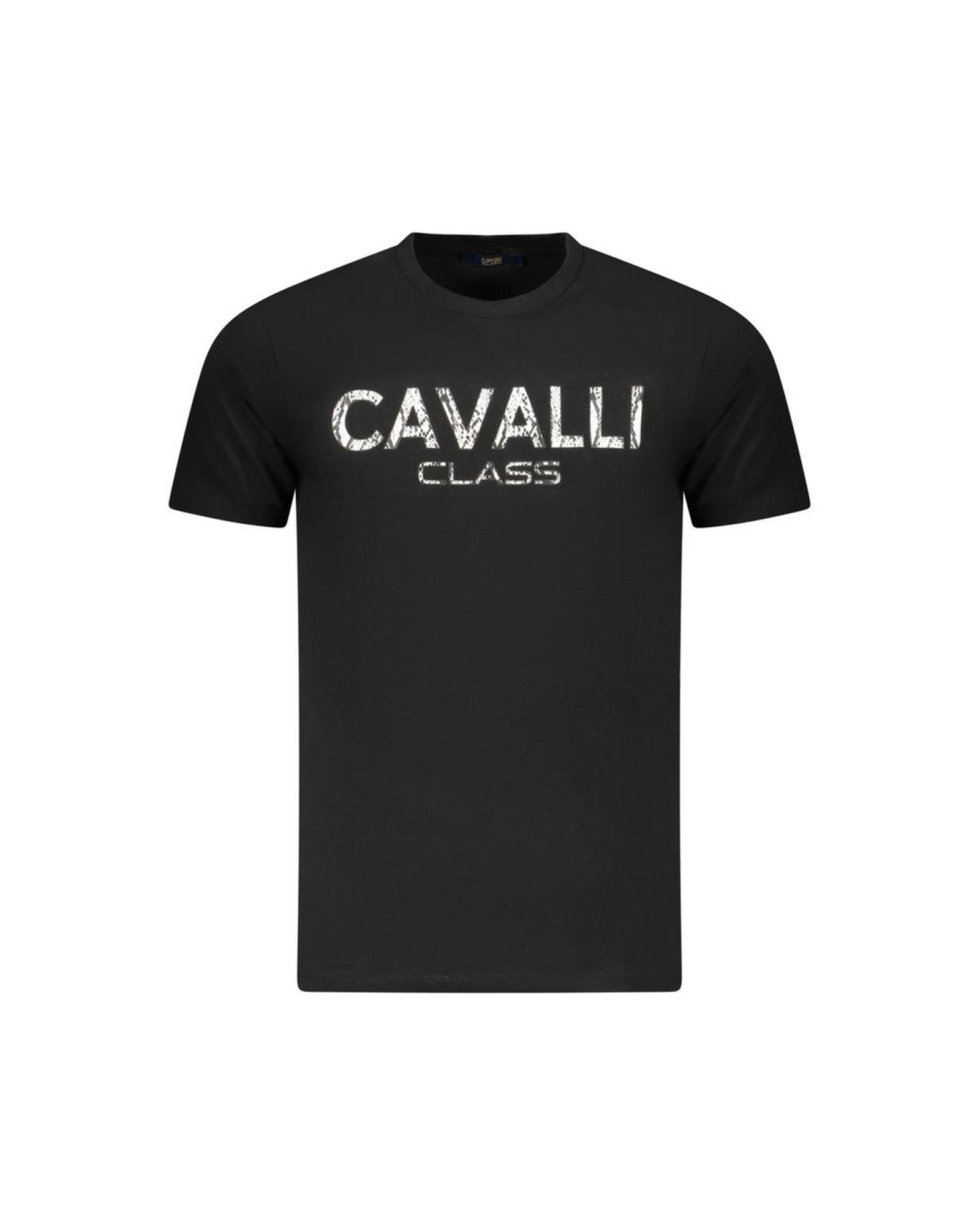 V539-CA-36640-XXL-202506161541-00 Cavalli Class Men's Black Cotton T-Shirt - 2XL - Image 1