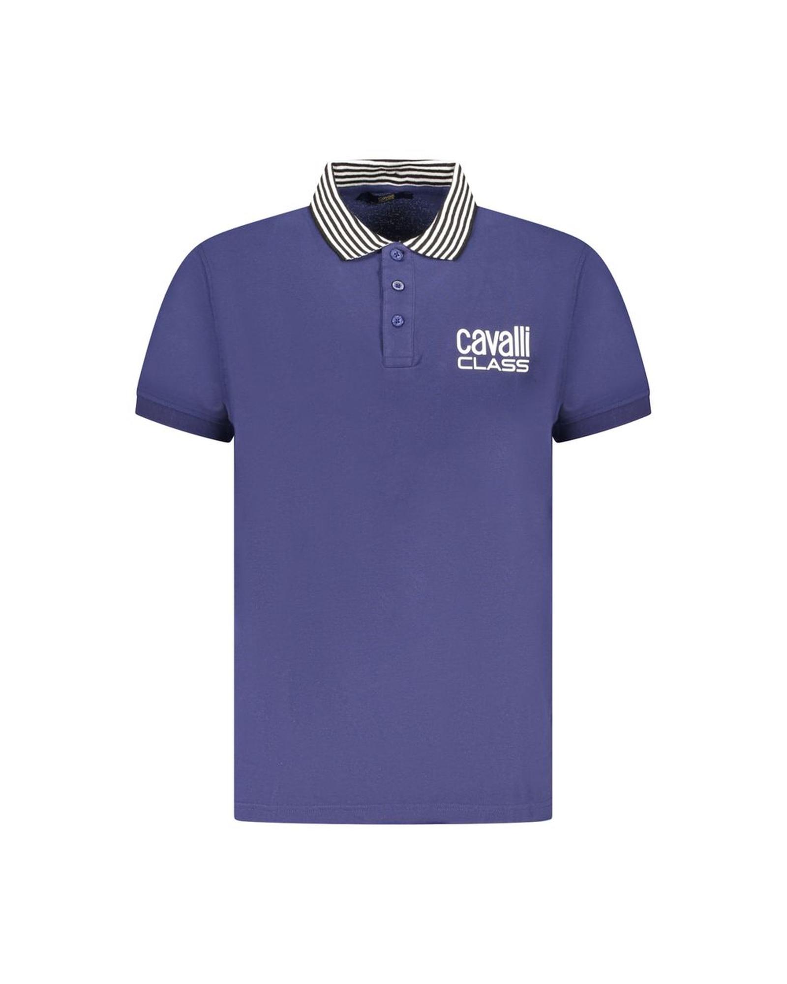 V539-CA-36644-L-202506161546-00 Cavalli Class Men's Blue Cotton Polo Shirt - L - Image 1