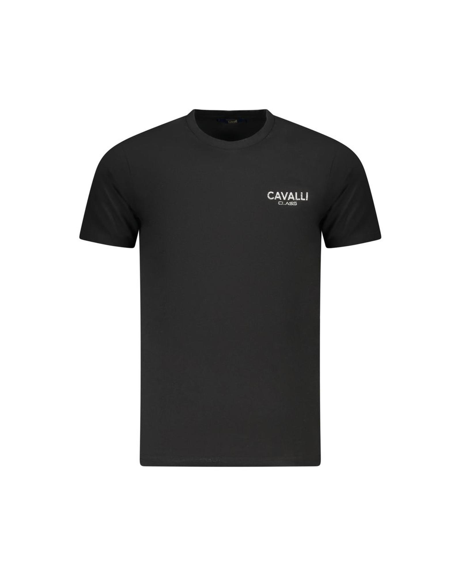 V539-CA-36646-XXL-202506161554-00 Cavalli Class Men's Black Cotton T-Shirt - 2XL - Image 1
