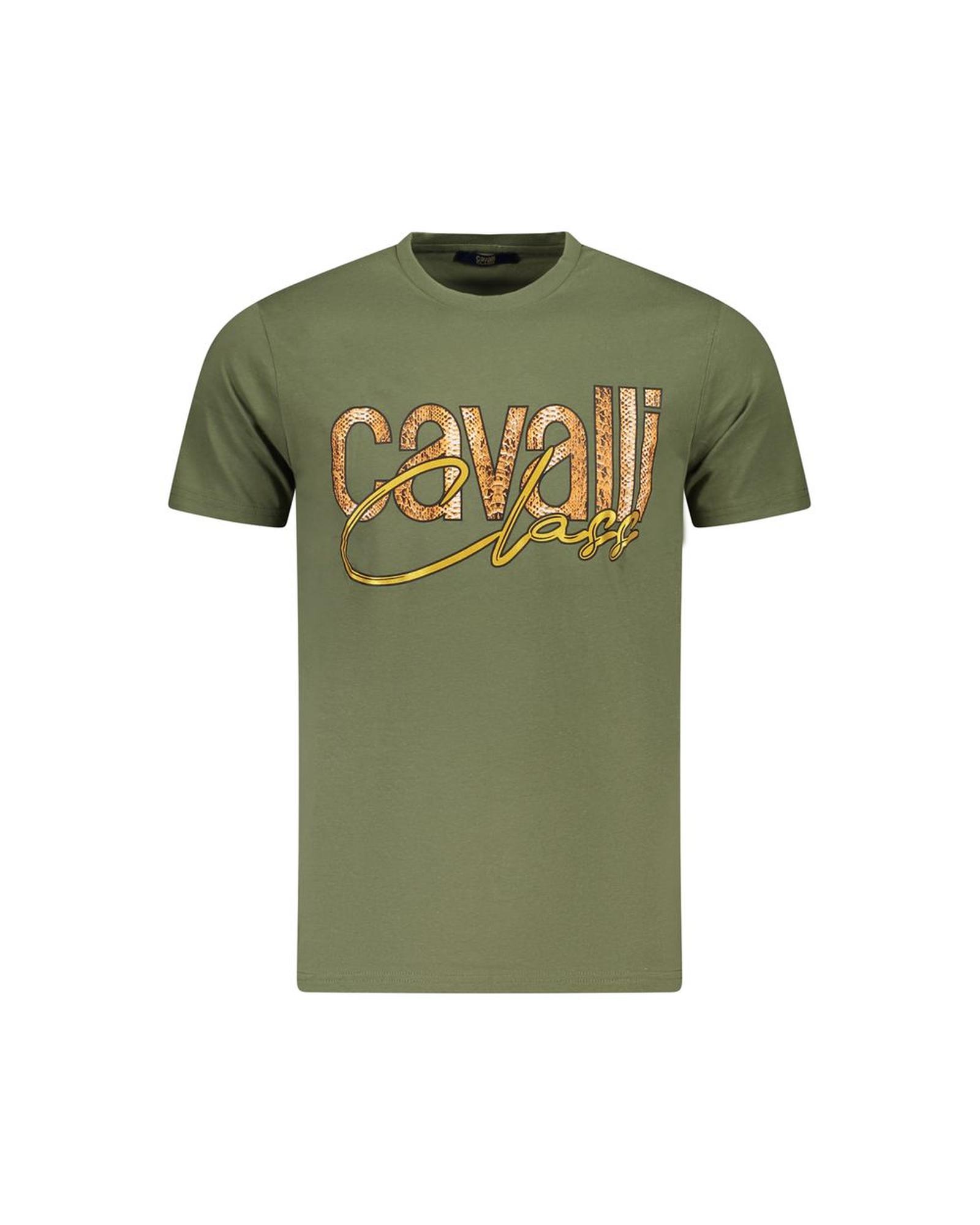 V539-CA-36650-M-202506161312-00 Cavalli Class Men's Green Cotton T-Shirt - M - Image 1