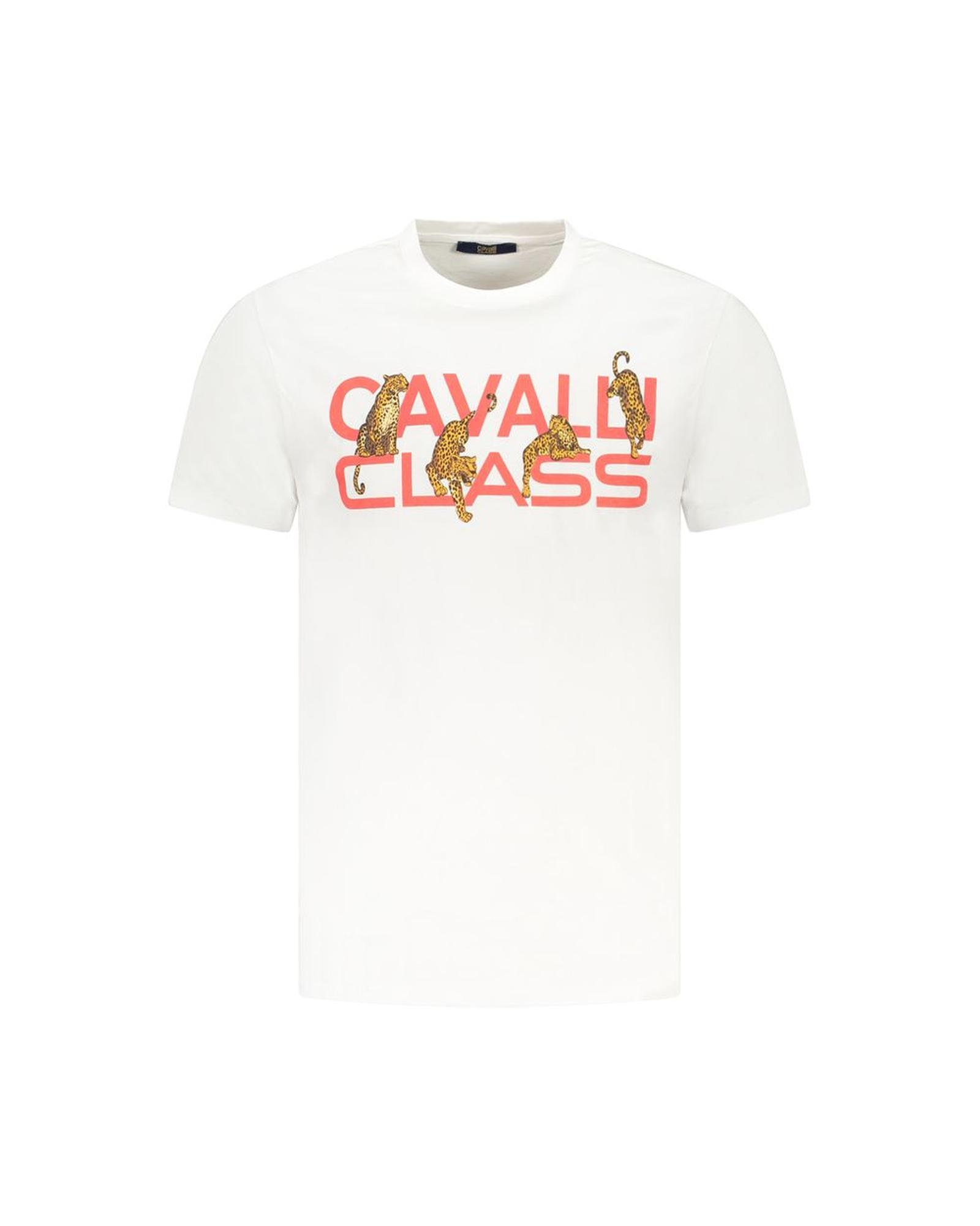 V539-CA-36668-L-202506161345-00 Cavalli Class Men's White Cotton T-Shirt - L - Image 1