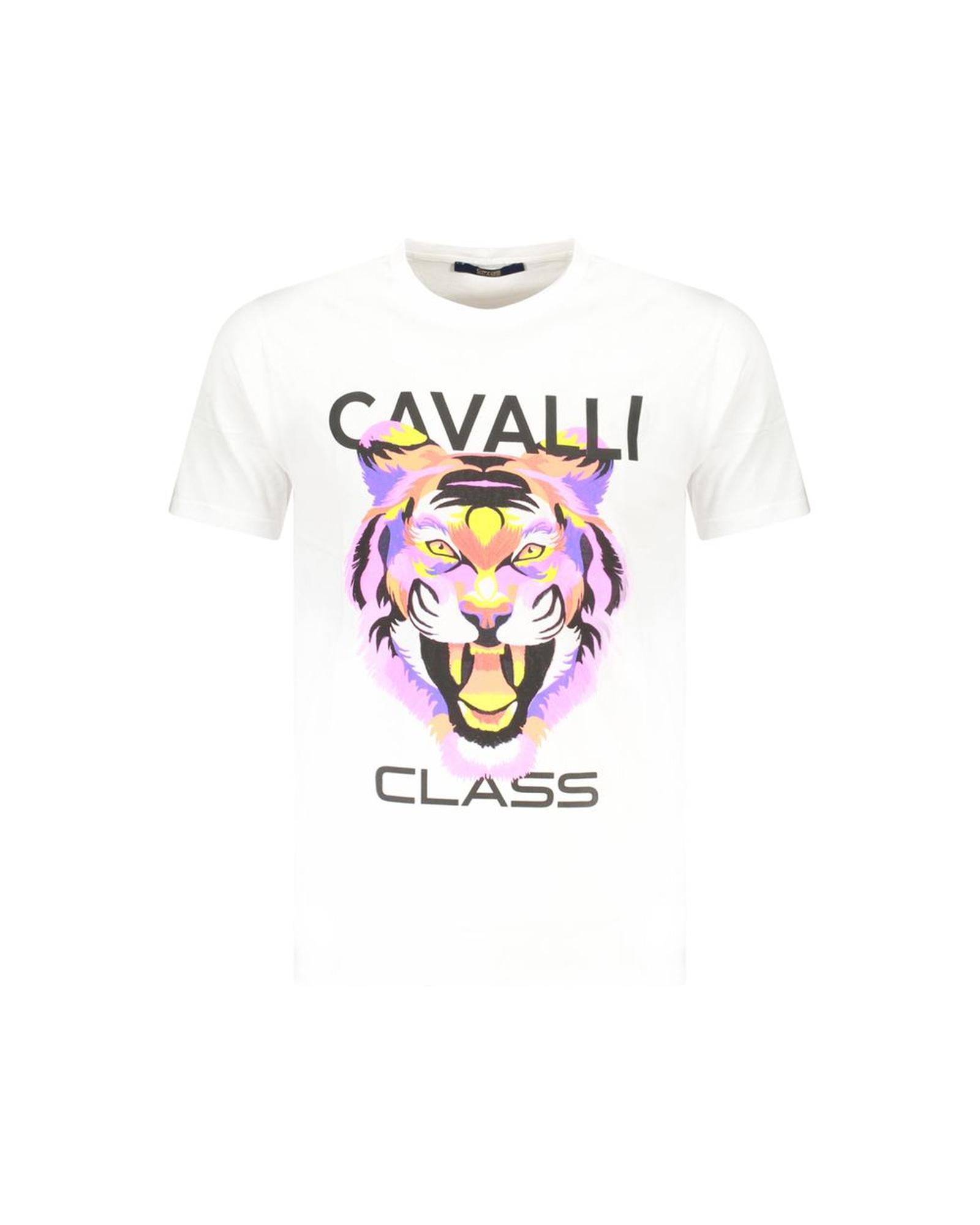 V539-CA-36684-XXL-202506161431-00 Cavalli Class Men's White Cotton T-Shirt - 2XL - Image 1