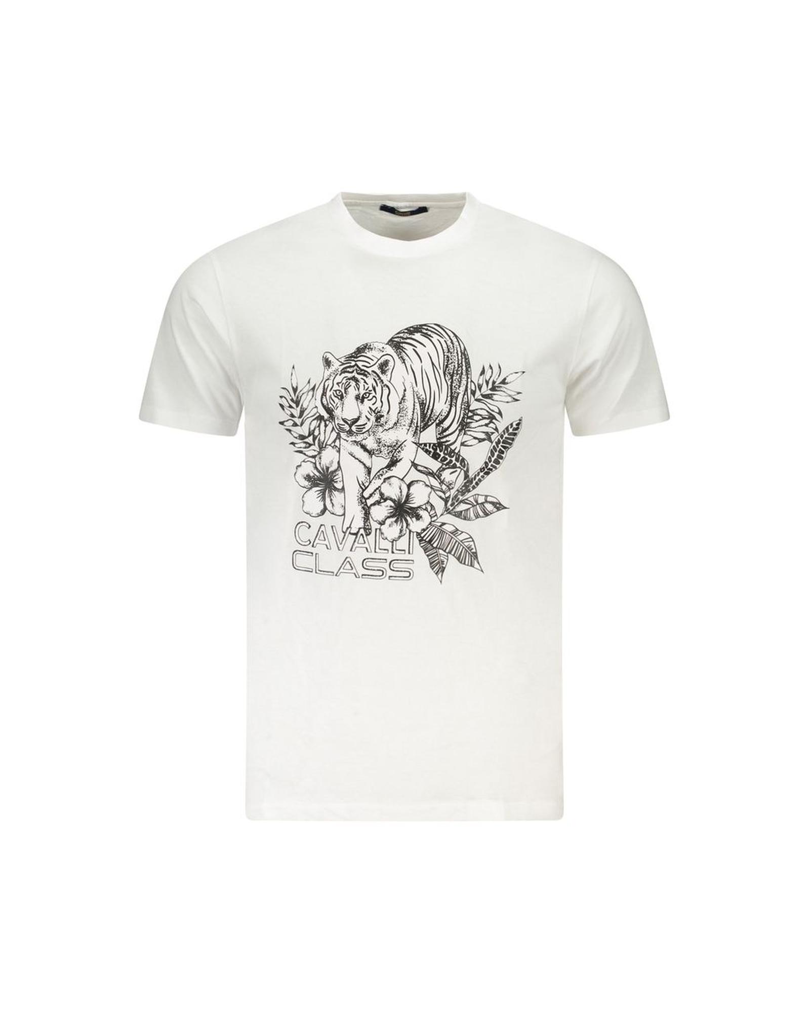 V539-CA-36694-XXL-202506161453-00 Cavalli Class Men's White Cotton T-Shirt - 2XL - Image 1