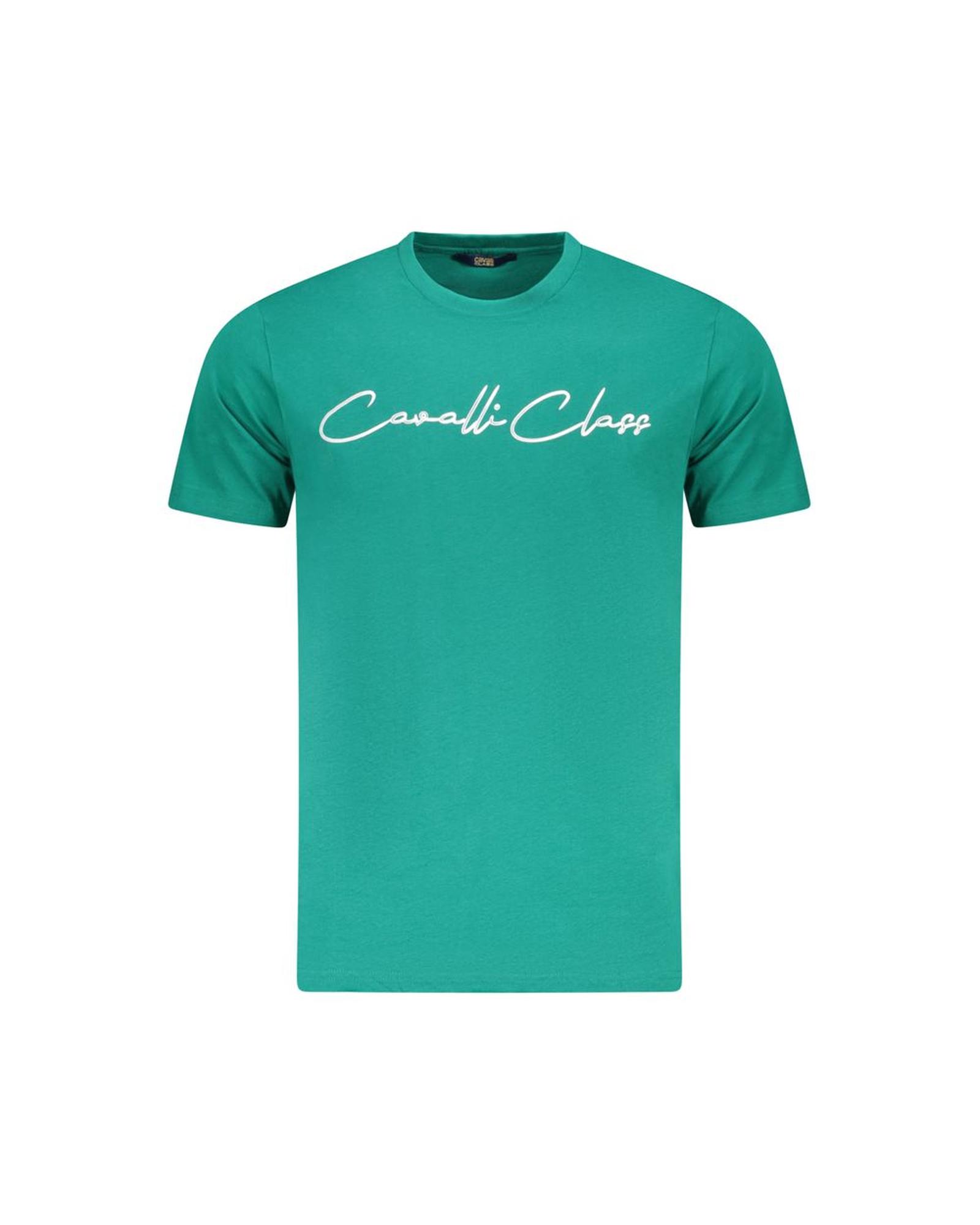 V539-CA-36699-M-202506161515-00 Cavalli Class Men's Green Cotton T-Shirt - M - Image 1
