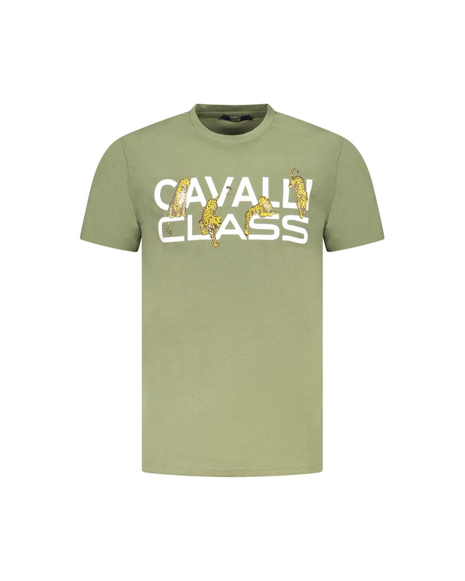 V539-CA-36702-L-202506161520-00 Cavalli Class Men's Green Cotton T-Shirt - L - Image 1