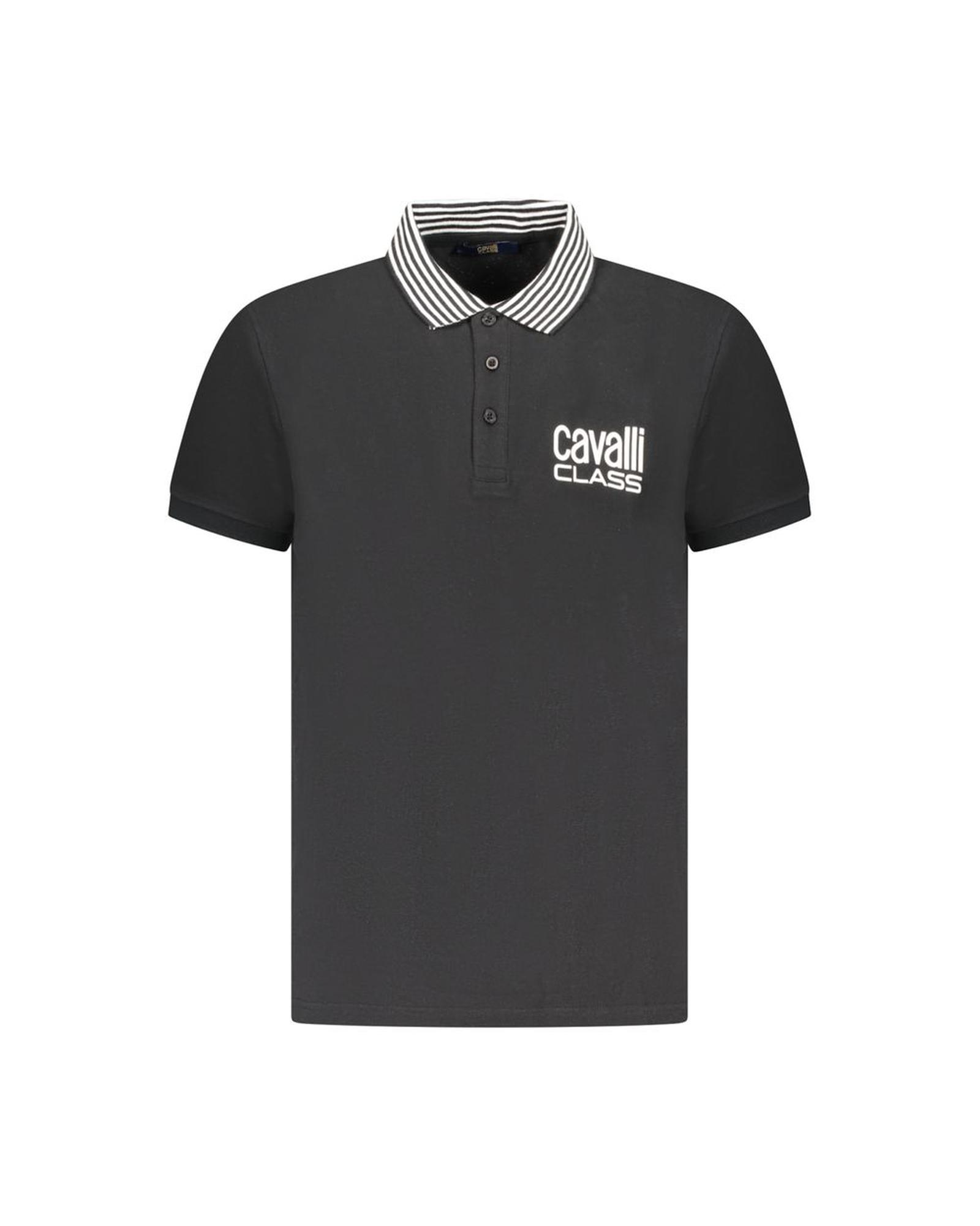 V539-CA-36703-XXL-202506161525-00 Cavalli Class Men's Black Cotton Polo Shirt - 2XL - Image 1