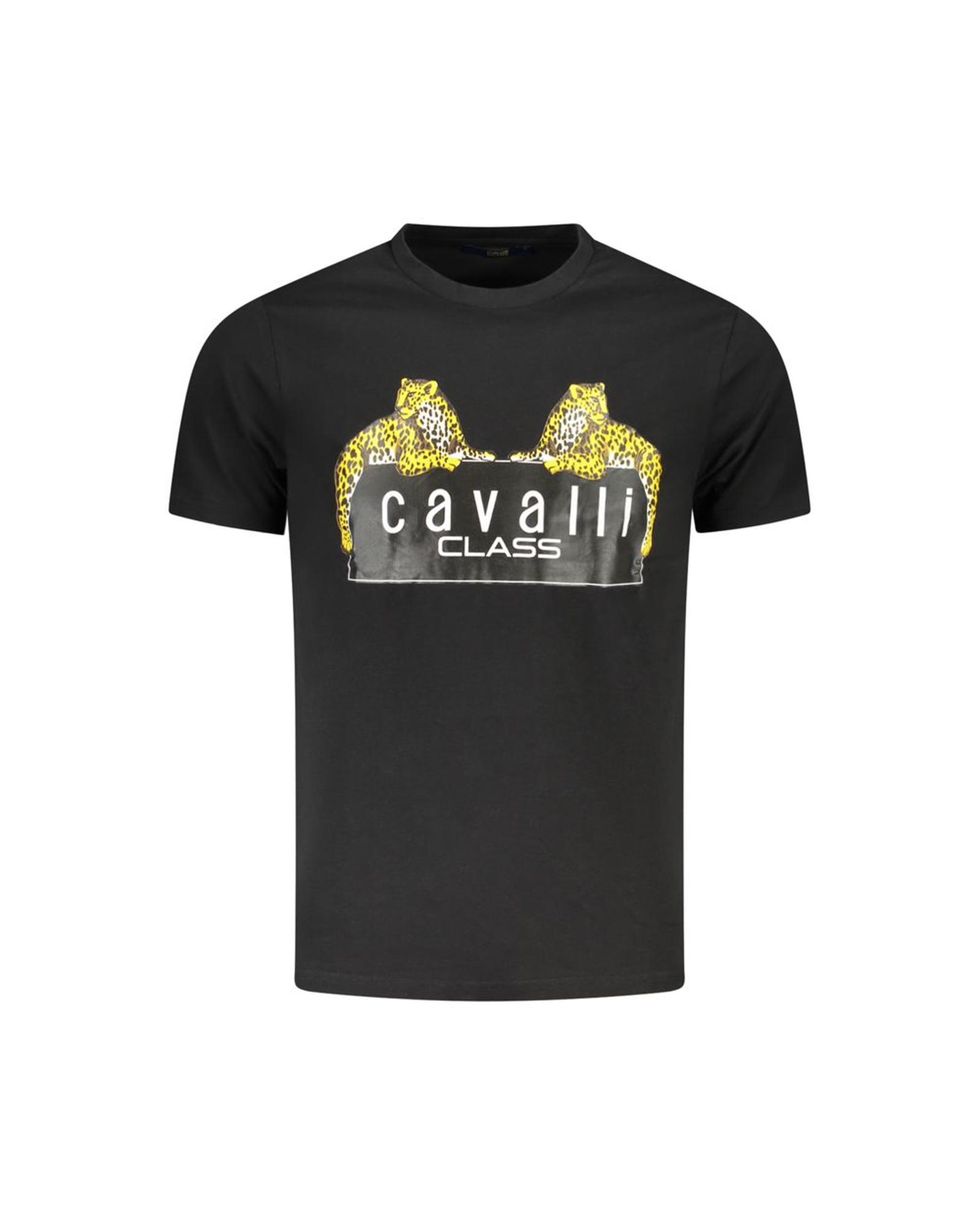 V539-CA-36707-XL-202506161535-00 Cavalli Class Men's Black Cotton T-Shirt - XL - Image 1