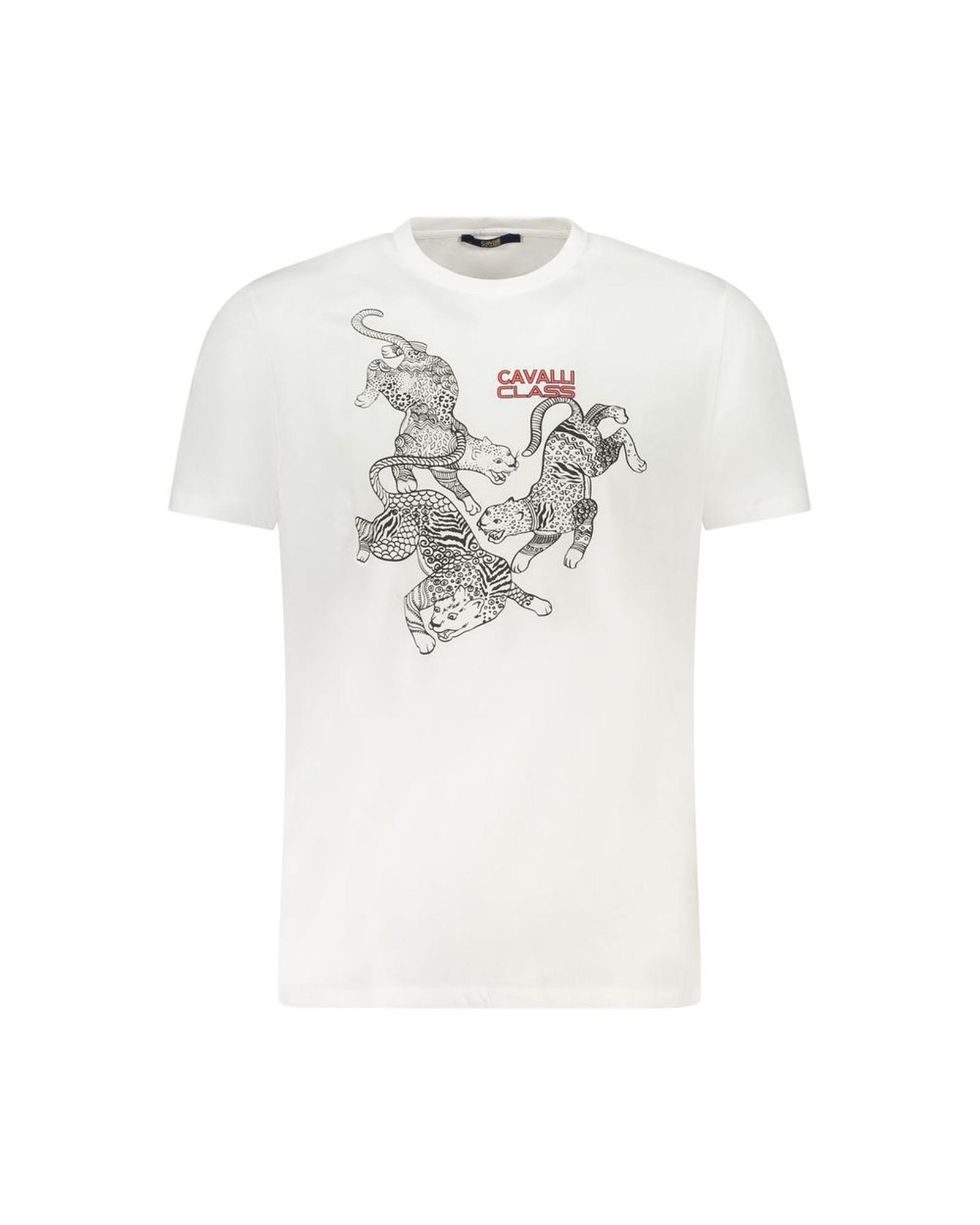 V539-CA-36716-XL-202506161915-00 Cavalli Class Men's White Cotton T-Shirt - XL - Image 1