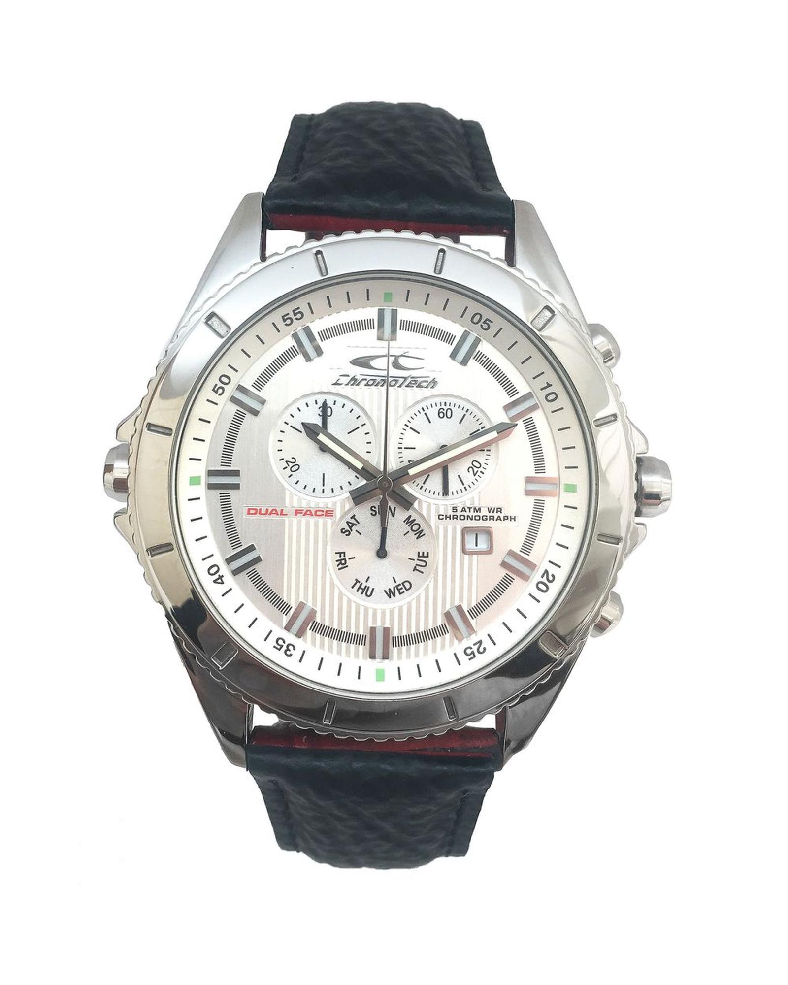 V539-CHCT7636L02AC-202506161732-00 Chronotech Men's Black Leather Watch - One Size - Image 1