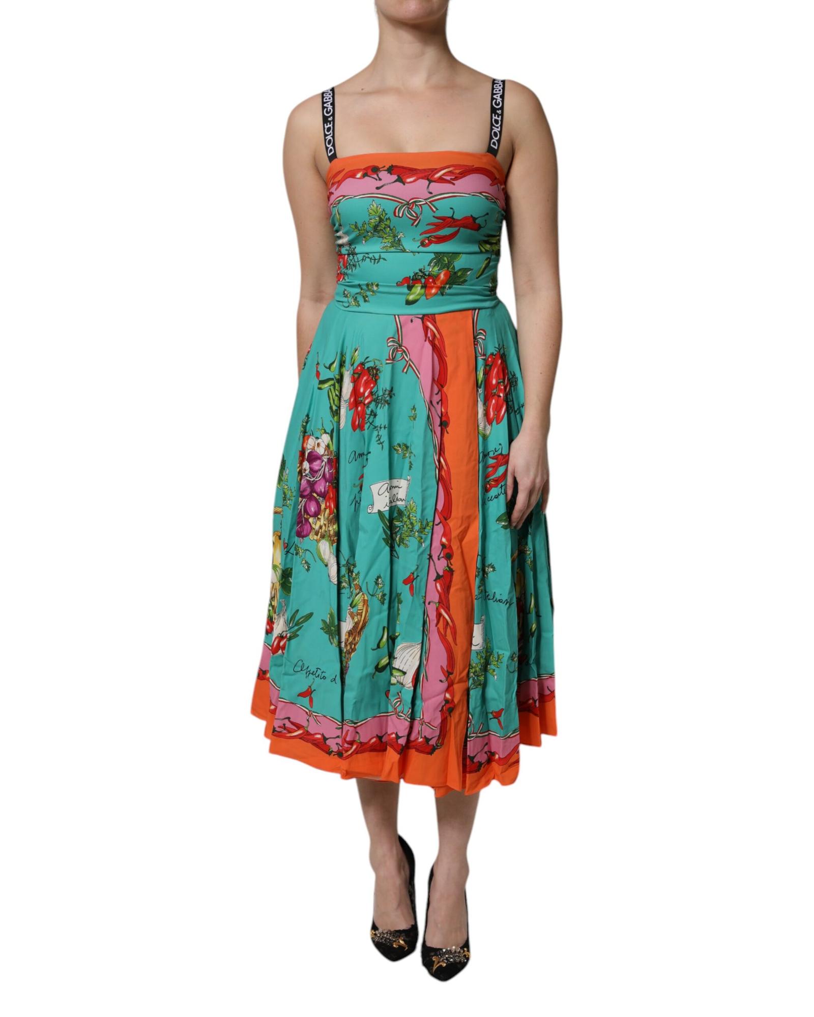 V539-DR81650-46-202506161941-00 Dolce & Gabbana Women's Multicolor Printed Silk Sleeveless Midi Dress - 46 IT - Image 1
