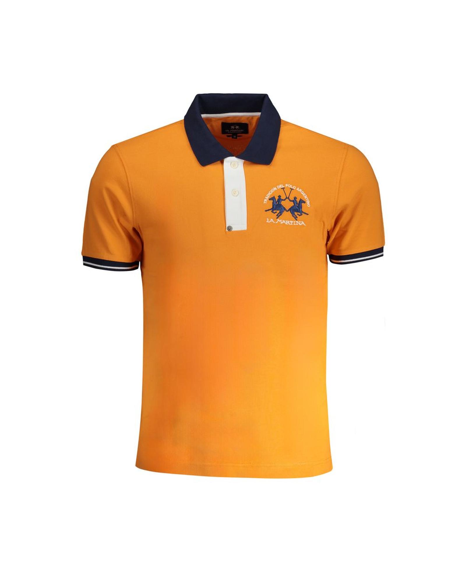 V539-LA-30440-S-202506170507-00 La Martina Men's Orange Cotton Polo Shirt - S - Image 1