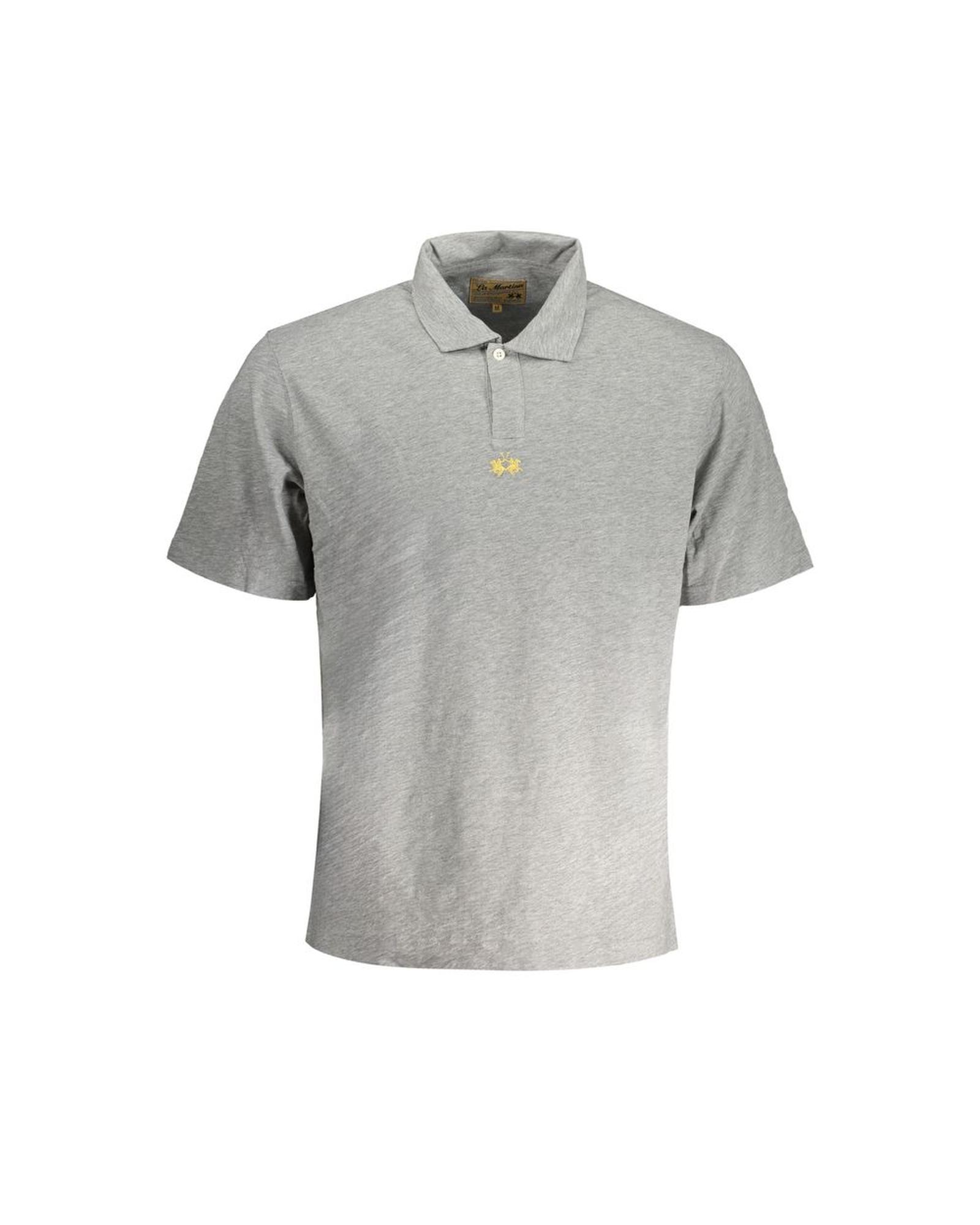 V539-LA-30455-L-202506170525-00 La Martina Men's Gray Cotton Polo Shirt - L - Image 1