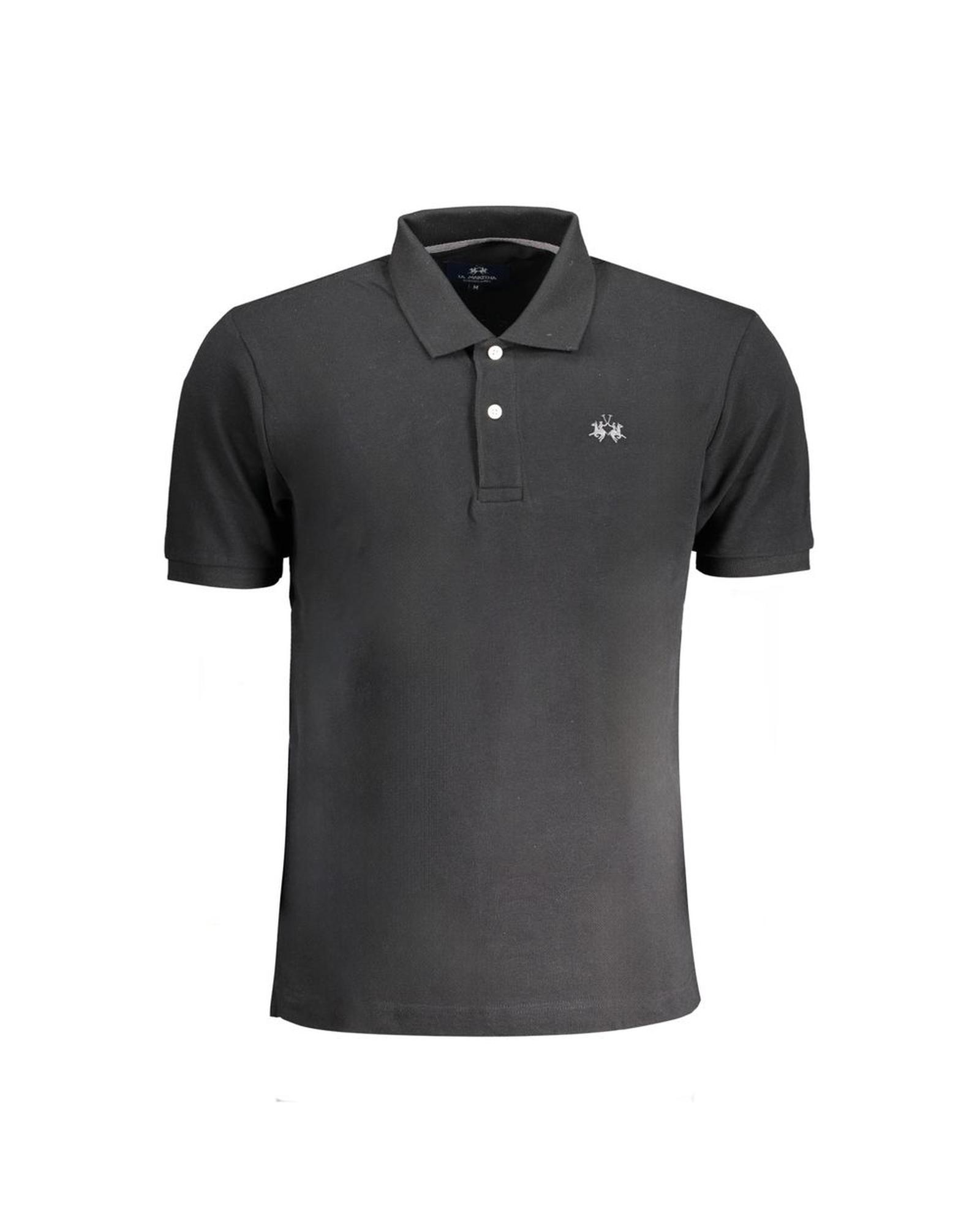 V539-LA-30465-XL-202506170531-00 La Martina Men's Black Cotton Polo Shirt - XL - Image 1
