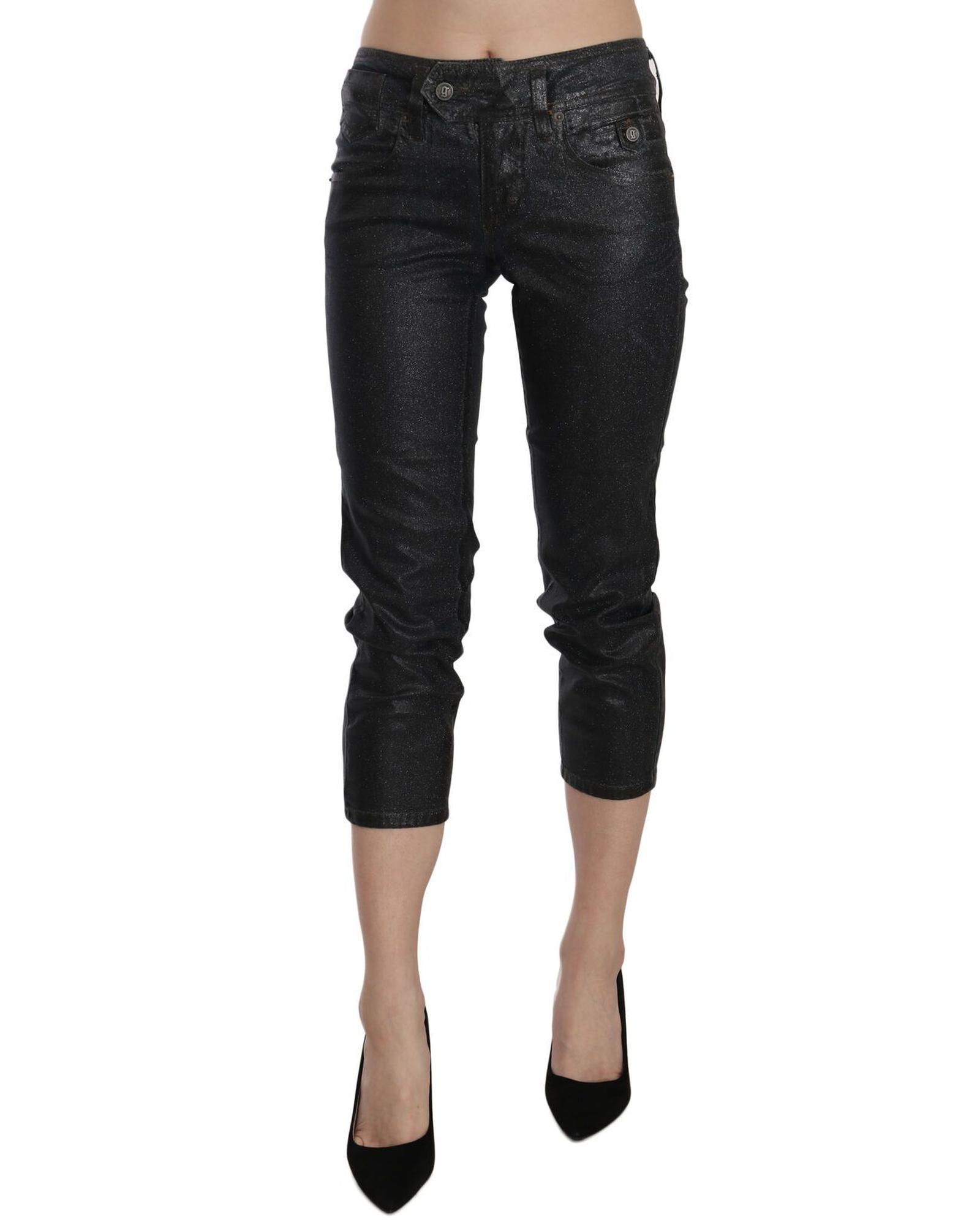 V539-PAN70468-28-202509011450-00 New GALLIANO Mid Waist Slim Leg Cropped Jeans W28 US Women - Image 1