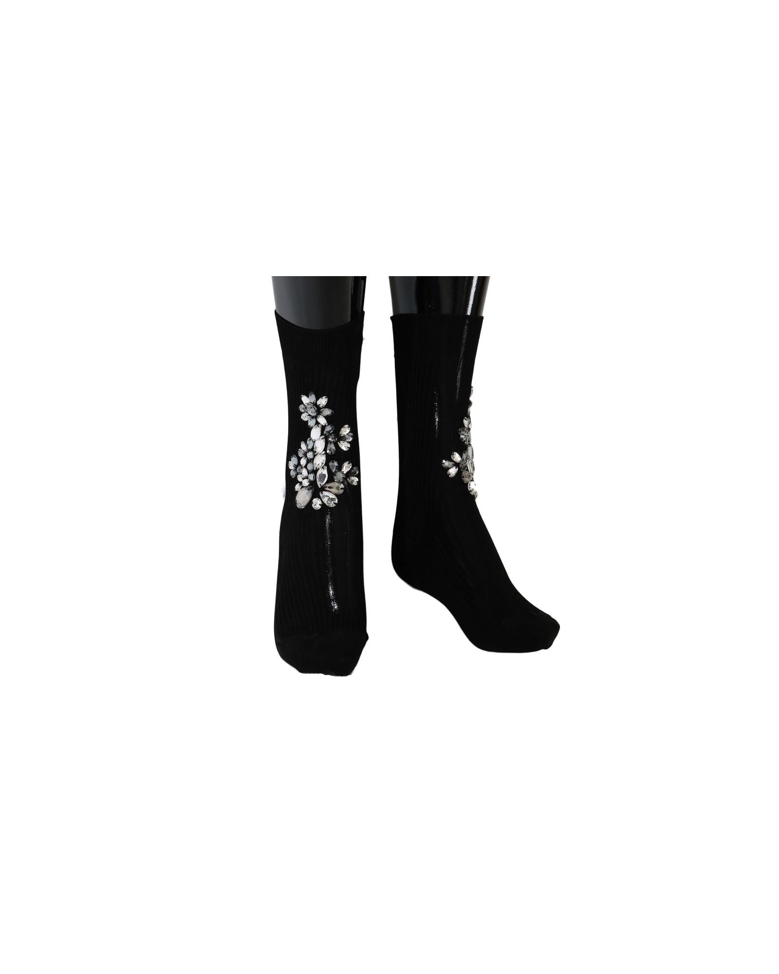 V539-SCS50-2-202508312050-00 Floral Crystal Embellished Stockings Socks M Women - Image 1