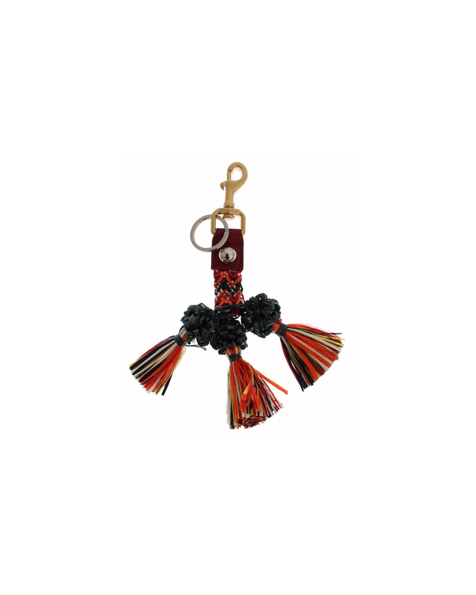 V539-SIG15031-202506180535-00 Dolce & Gabbana Women's Multicolor Raffia Leather Clasp Finder Chain Keyring - One Size - Image 1