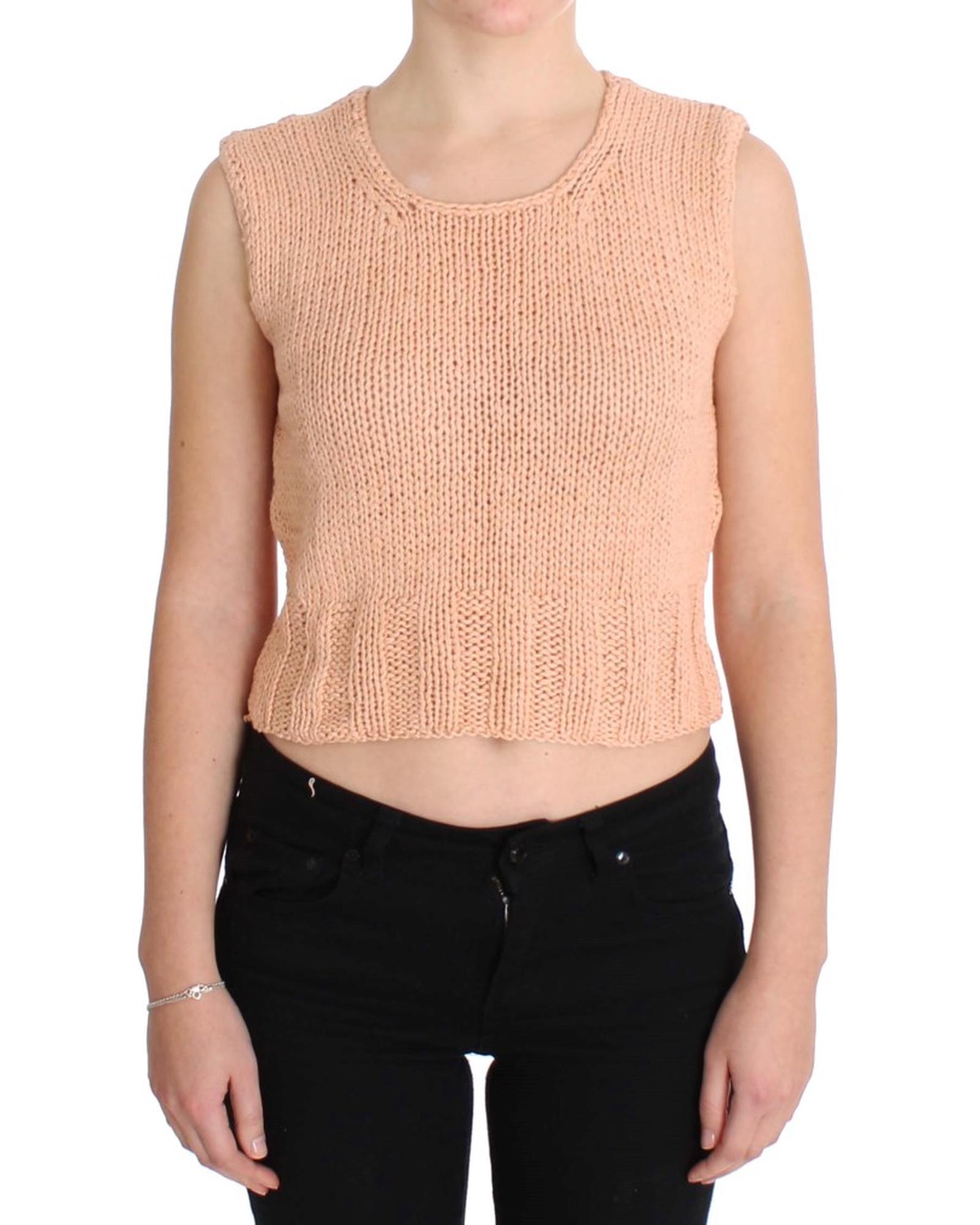 V539-SIG30255-1-202509011600-00 Pink Memories Sleeveless Knitted Cotton Blend Vest Sweater One Size Women - Image 1